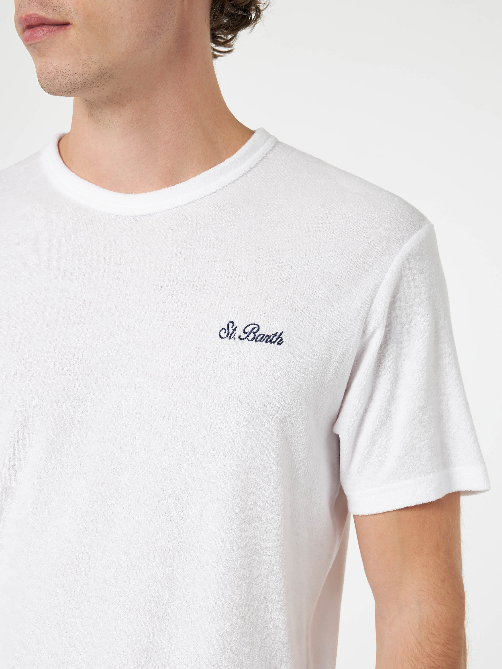 White terry t-shirt Gary with St. Barth embroidery - Image 2