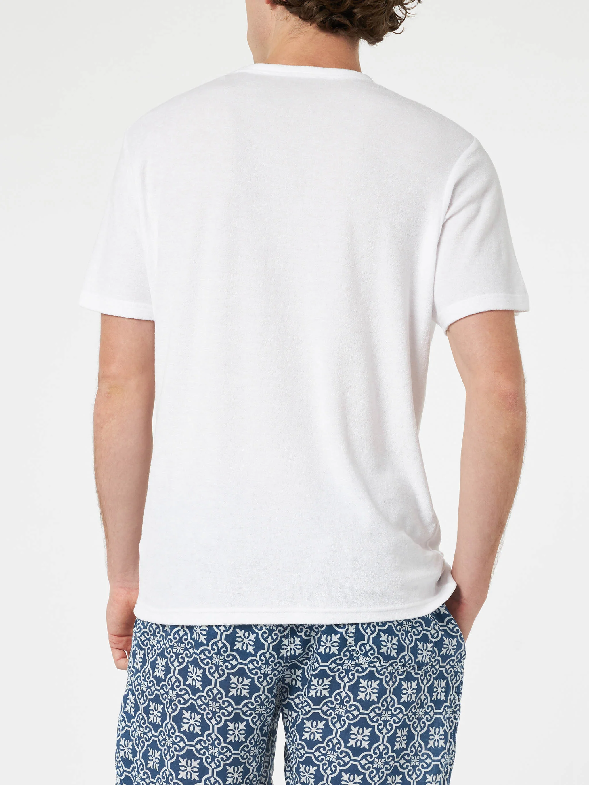 White terry t-shirt Gary with St. Barth embroidery - Image 4