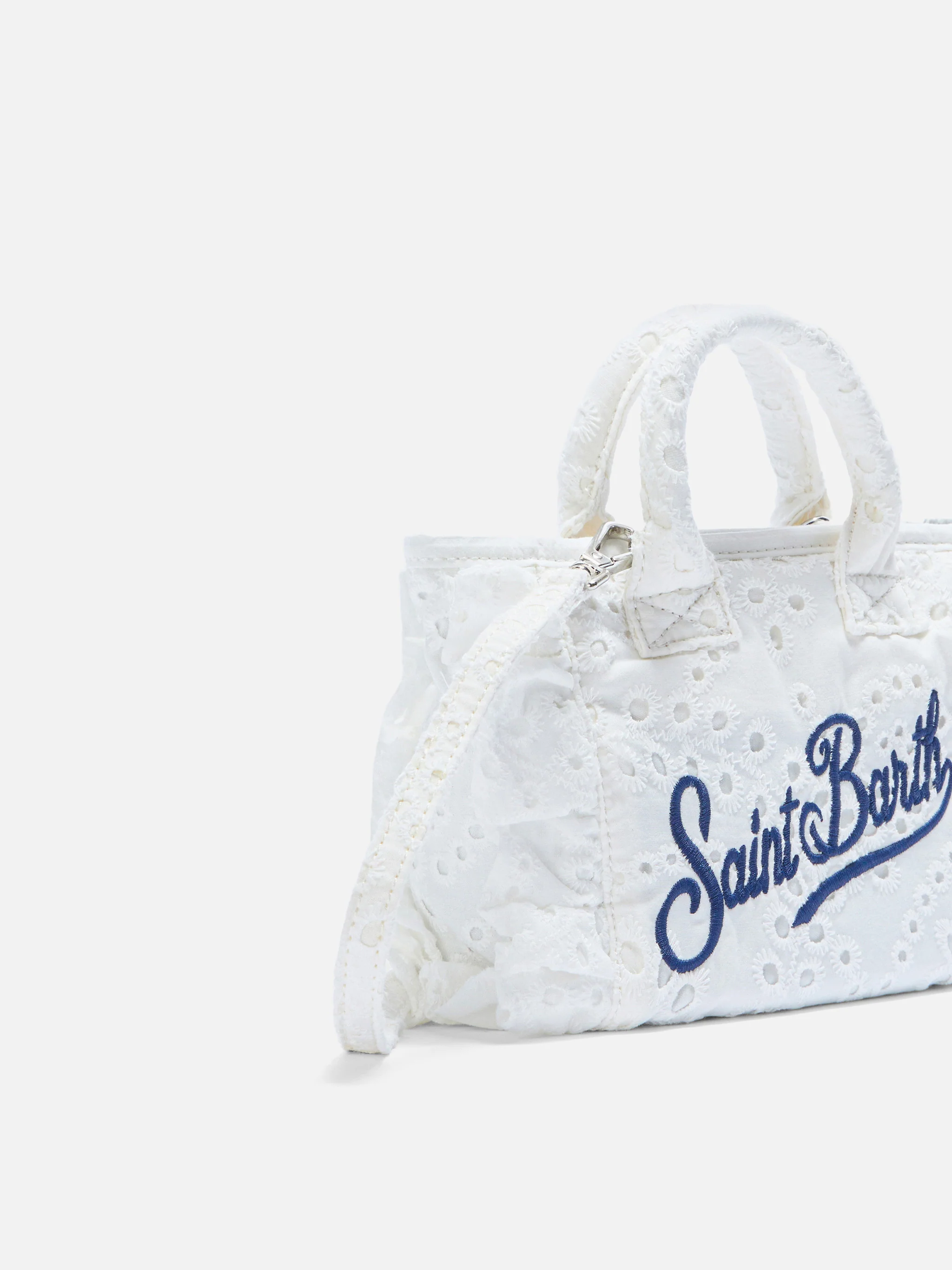 White Vanity mini volant bag in broderie anglaise cotton - Image 3
