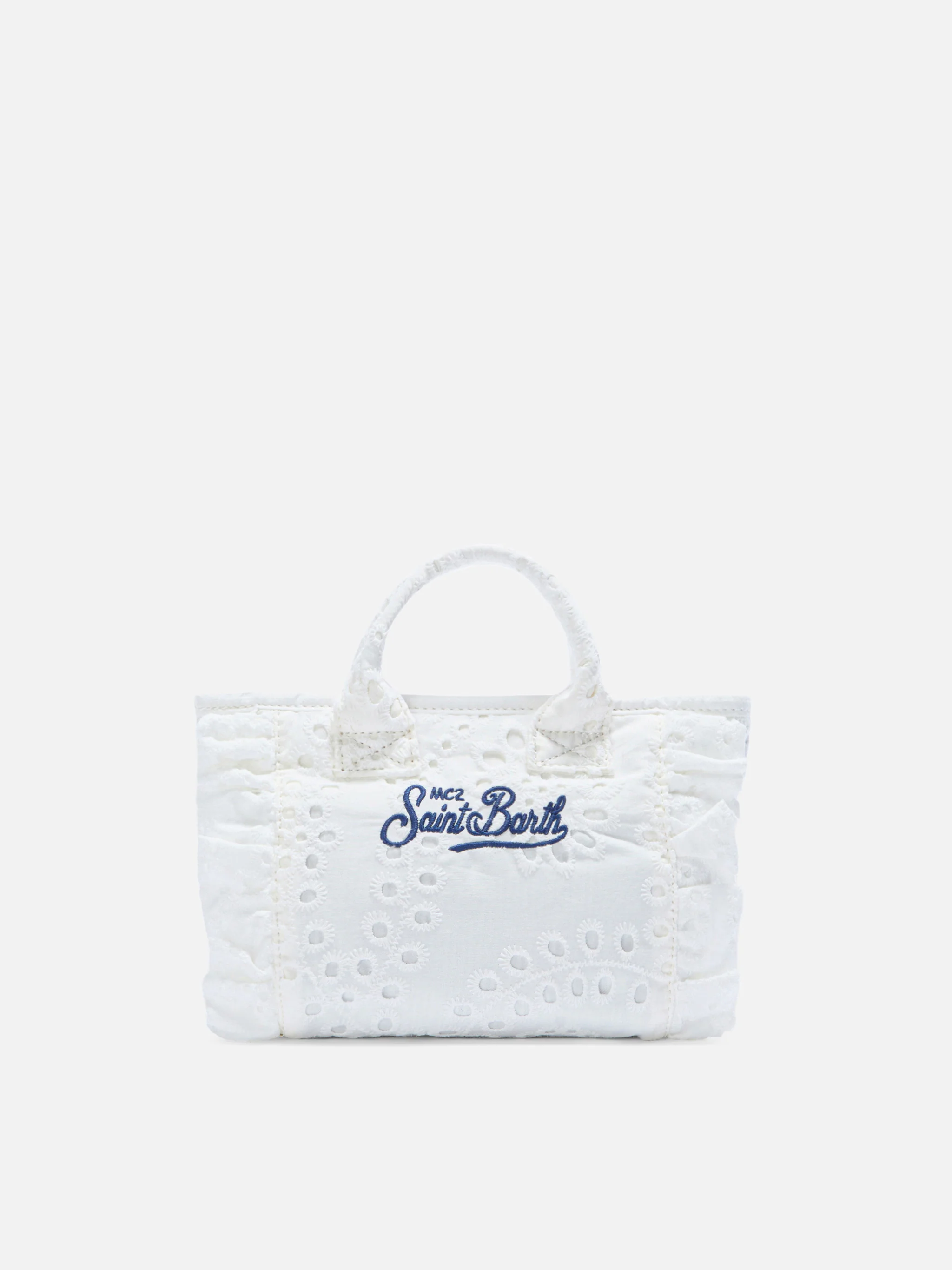 White Vanity mini volant bag in broderie anglaise cotton - Image 4