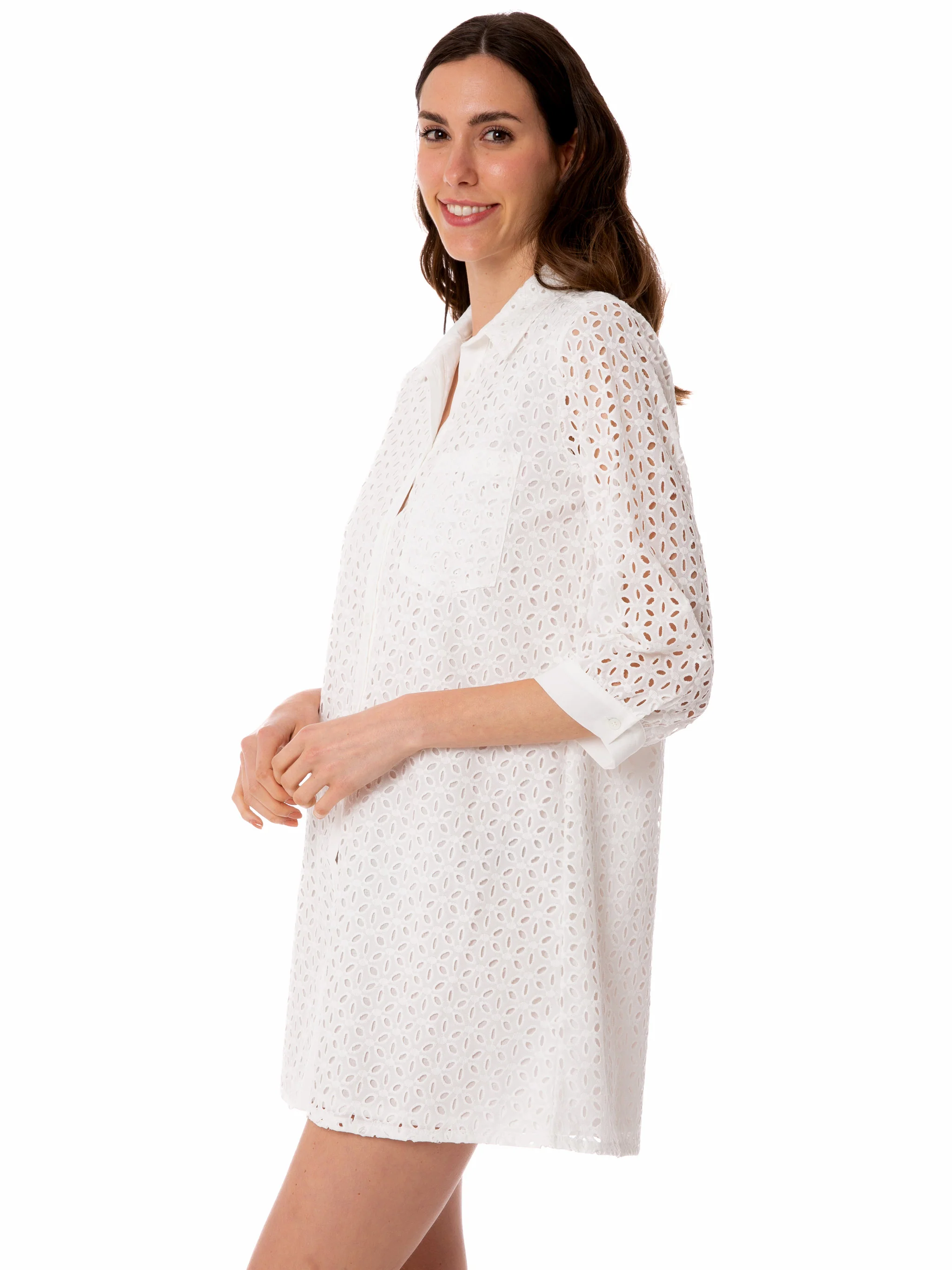 White Helena Embry sangallo shirt dress - Image 3