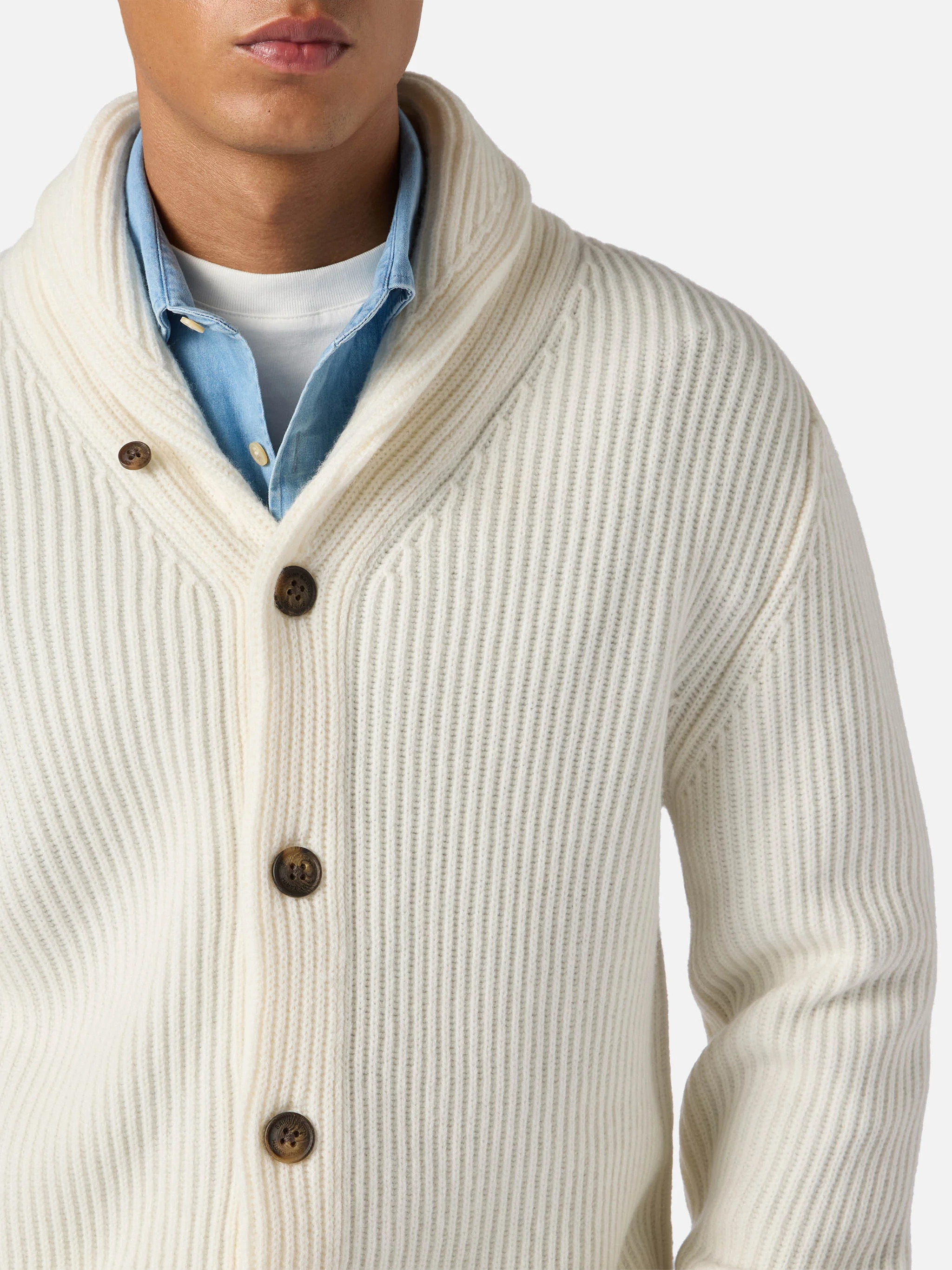 White pure-wool cardigan Glasgow - Image 2