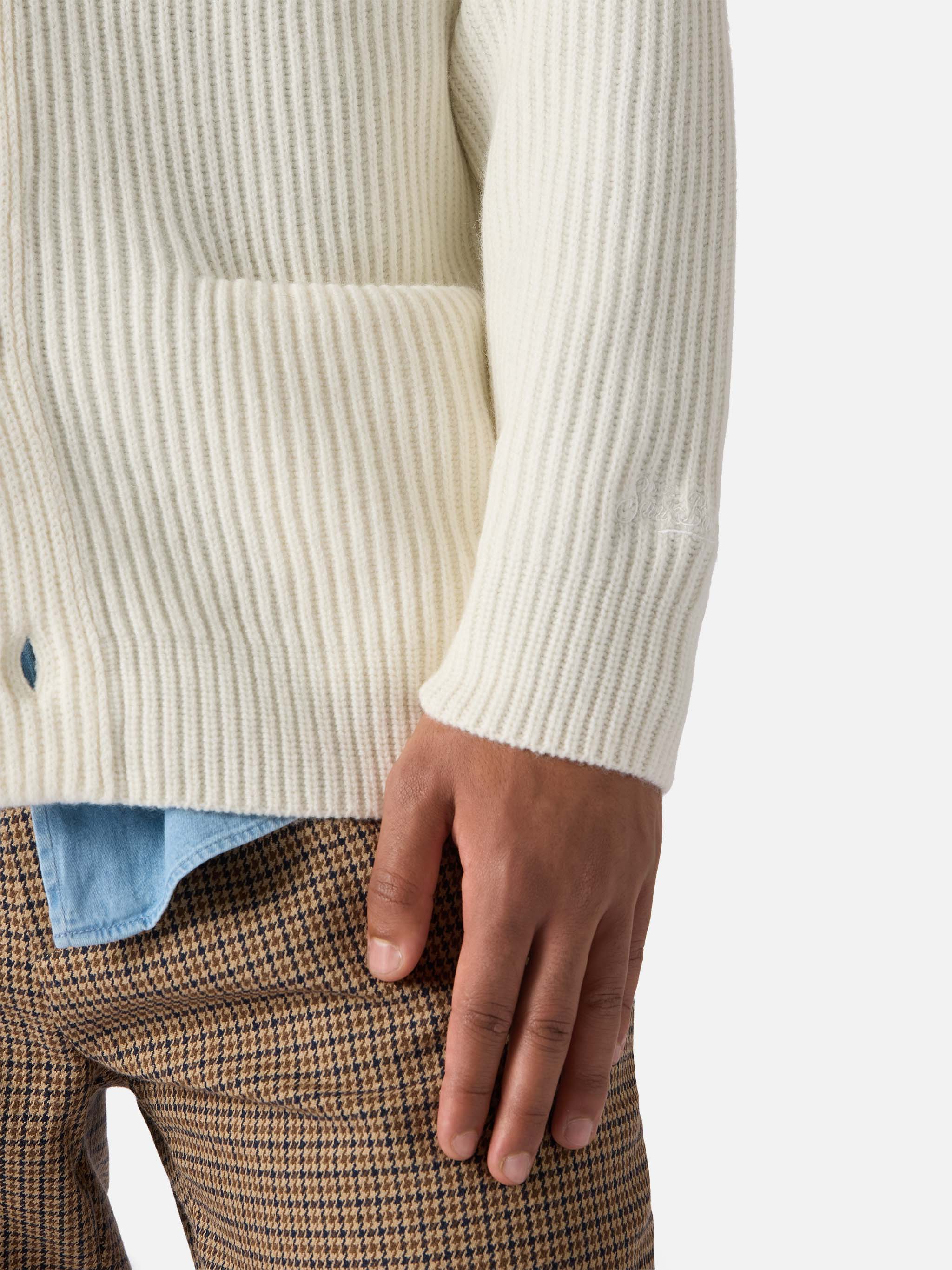 White pure-wool cardigan Glasgow - Image 4