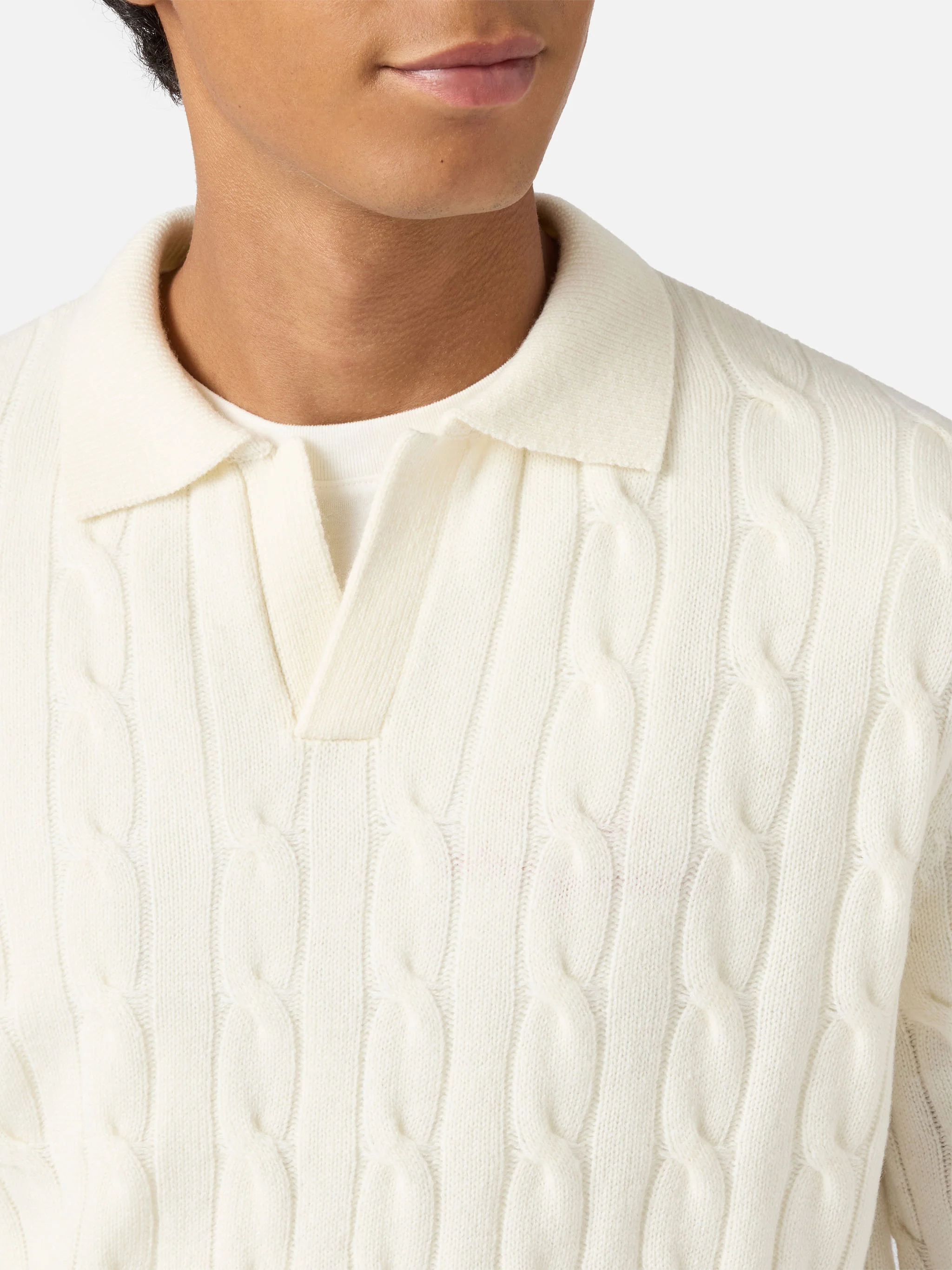 White wool knit polo Downing - Image 2