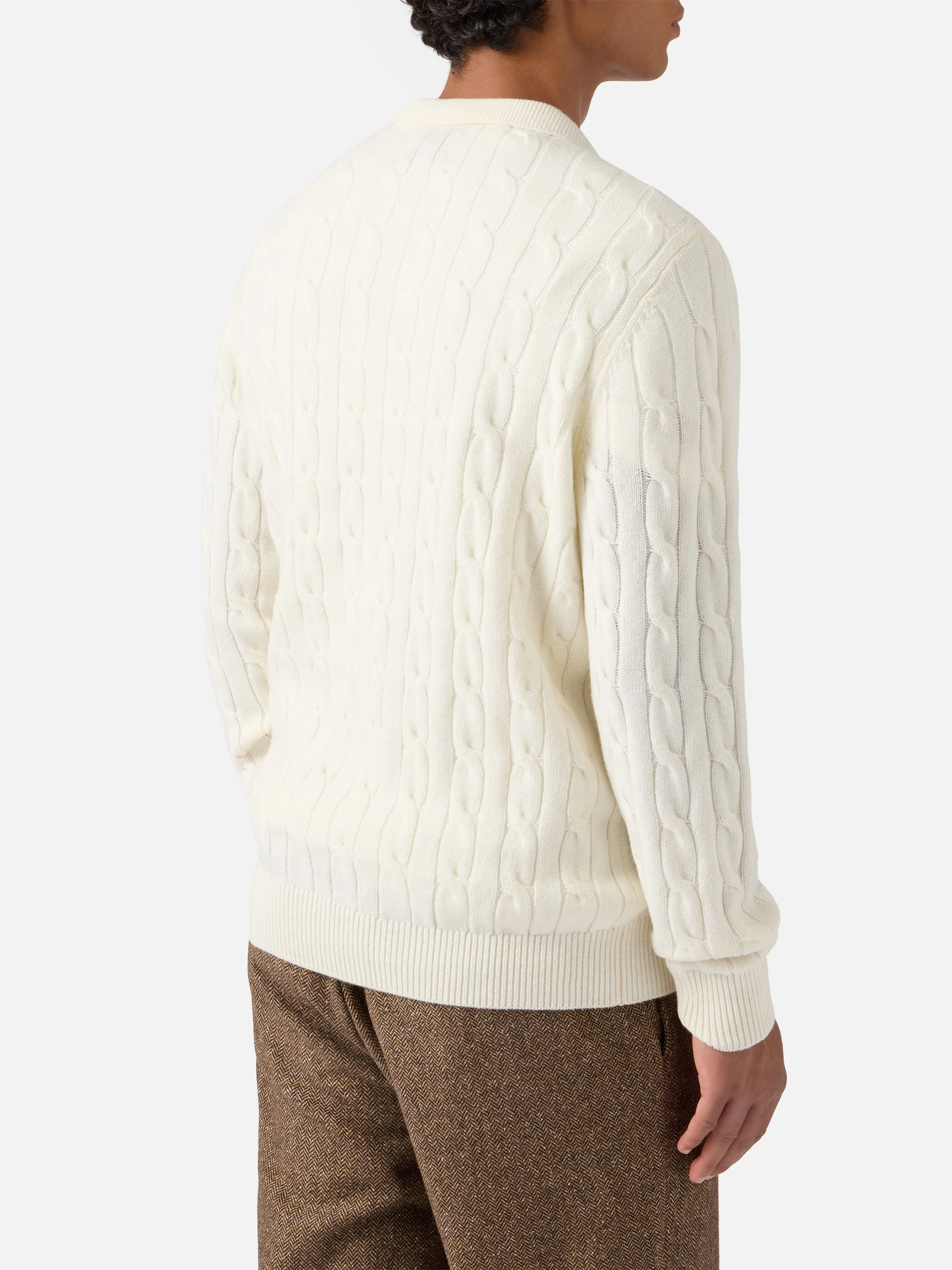 White wool knit polo Downing - Image 3