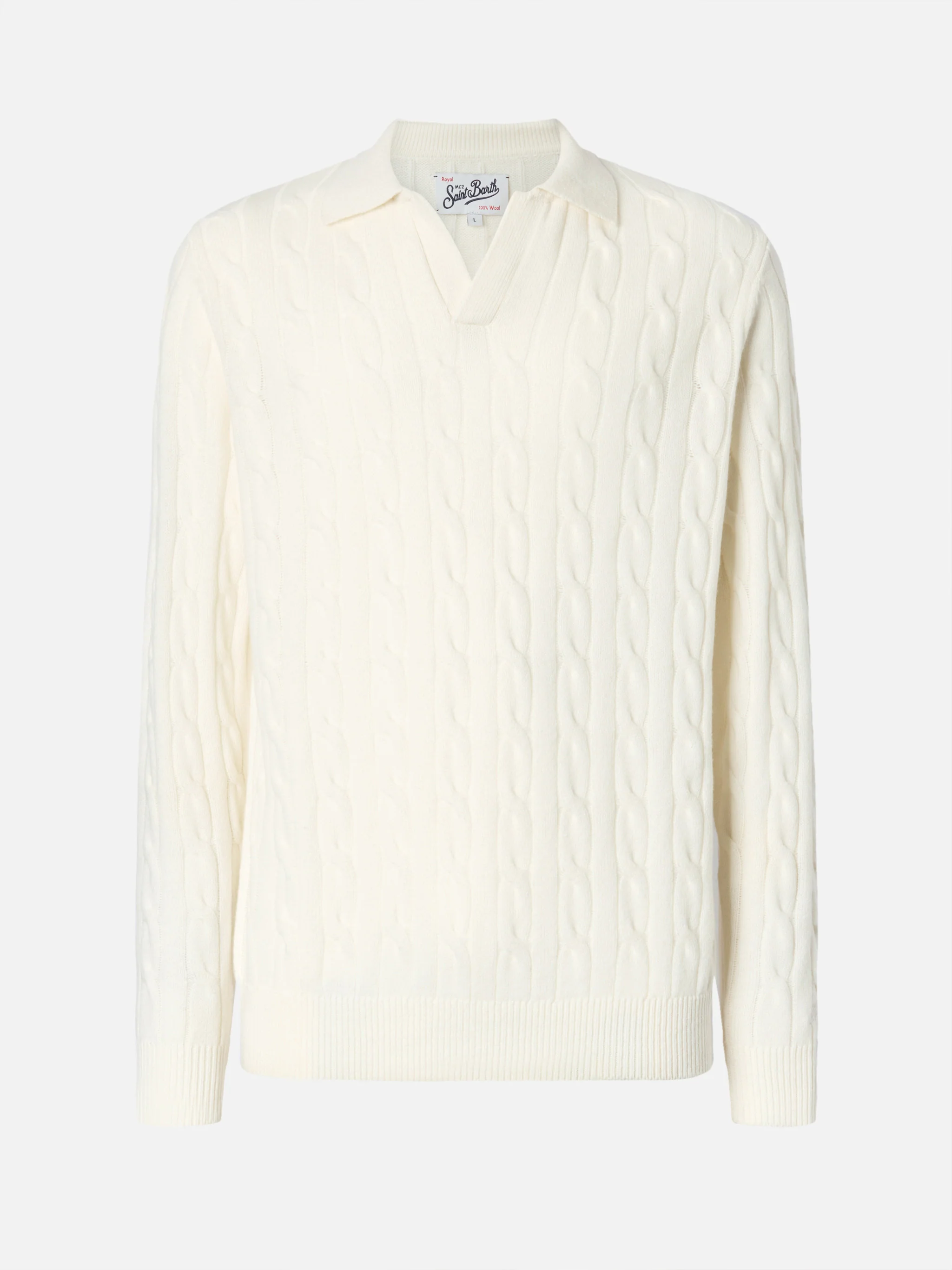 White wool knit polo Downing - Image 5