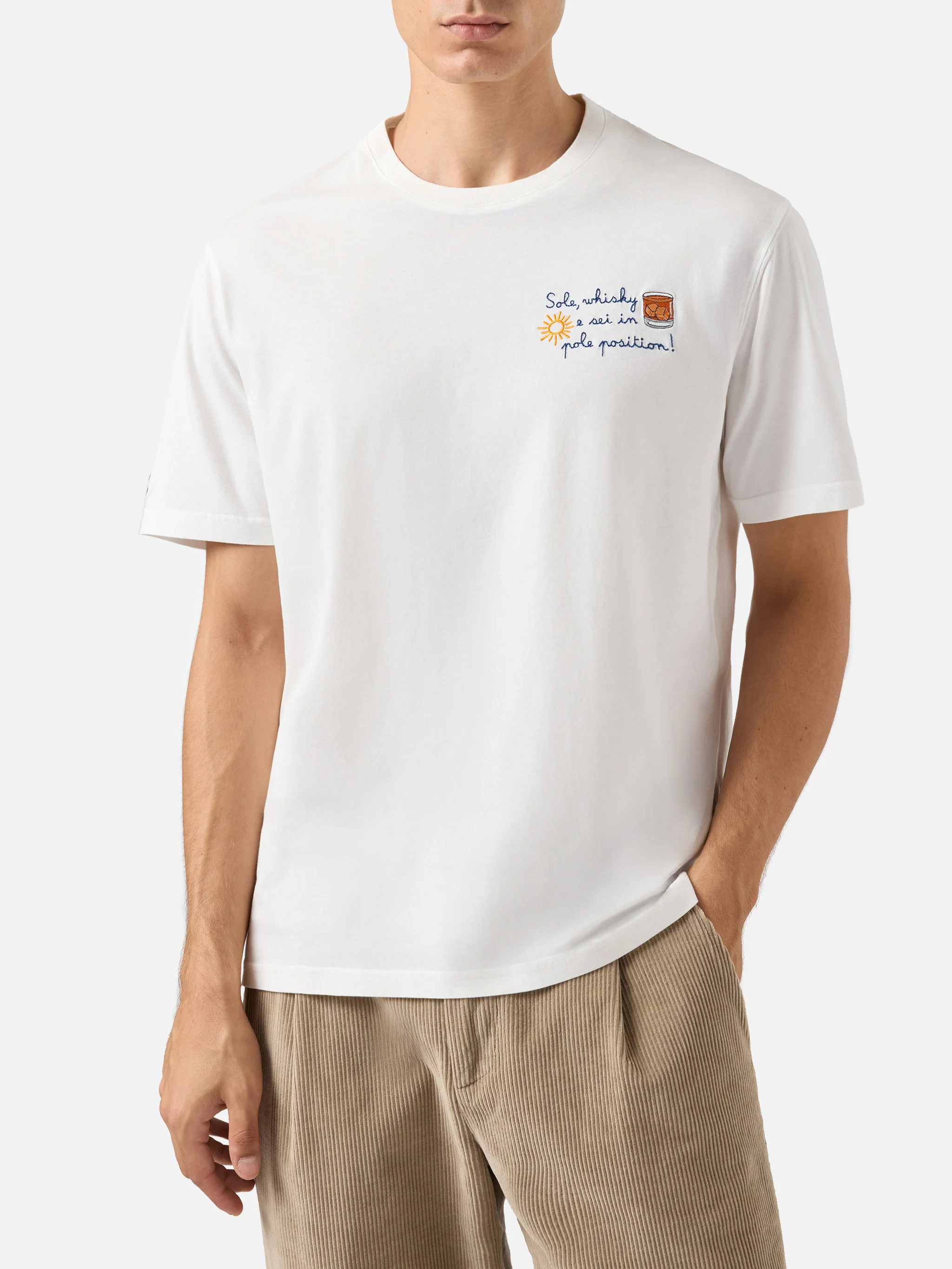 Winter cotton t-shirt Arnott Warm with Sole whisky e sei in pole position! embroidery | VACANZE DI NATALE SPECIAL EDITION - Image 3