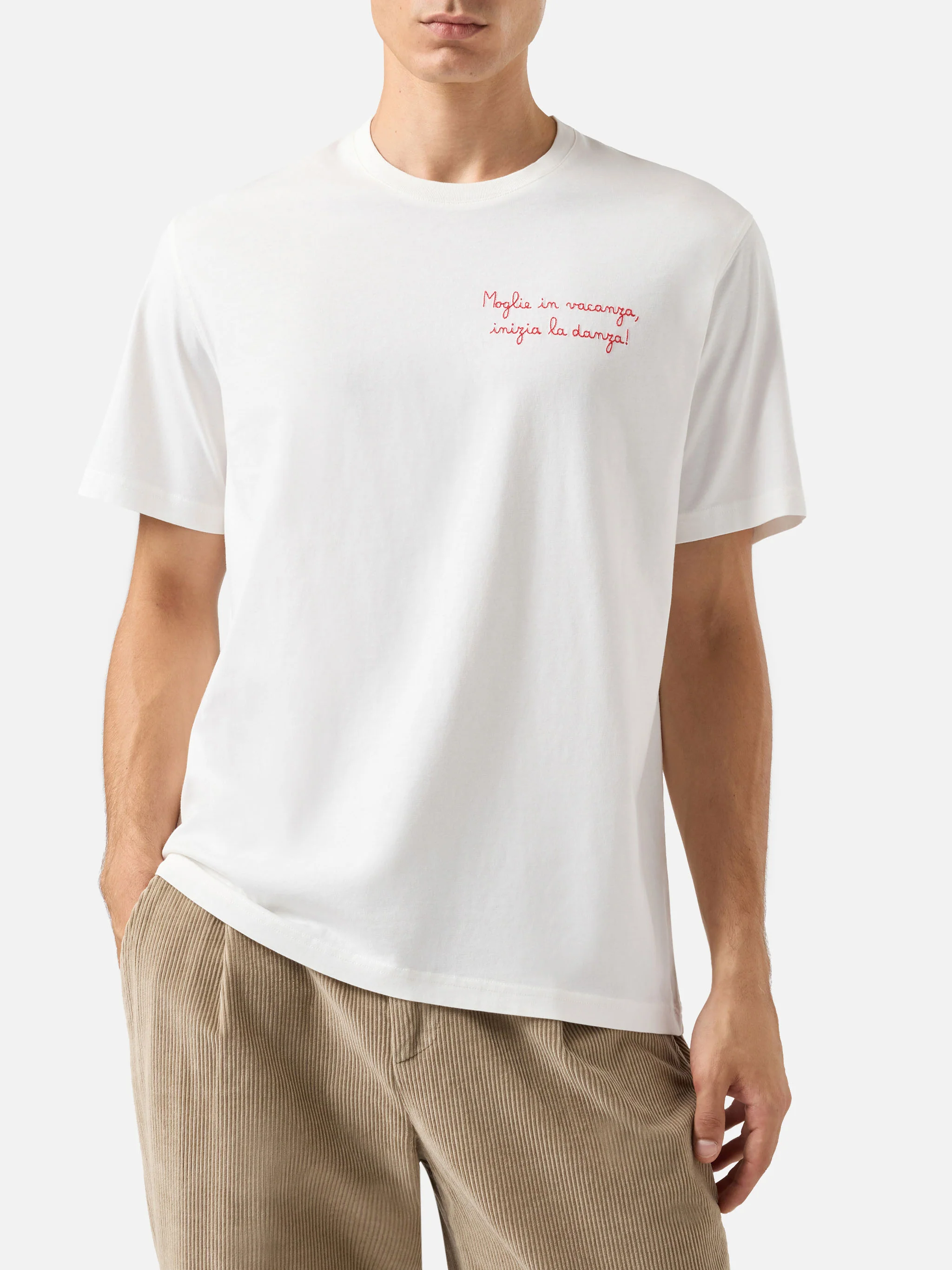 Cotton t-shirt Arnott with Moglie in vacanza... embroidery | YUPPIES SPECIAL EDITION - Image 3