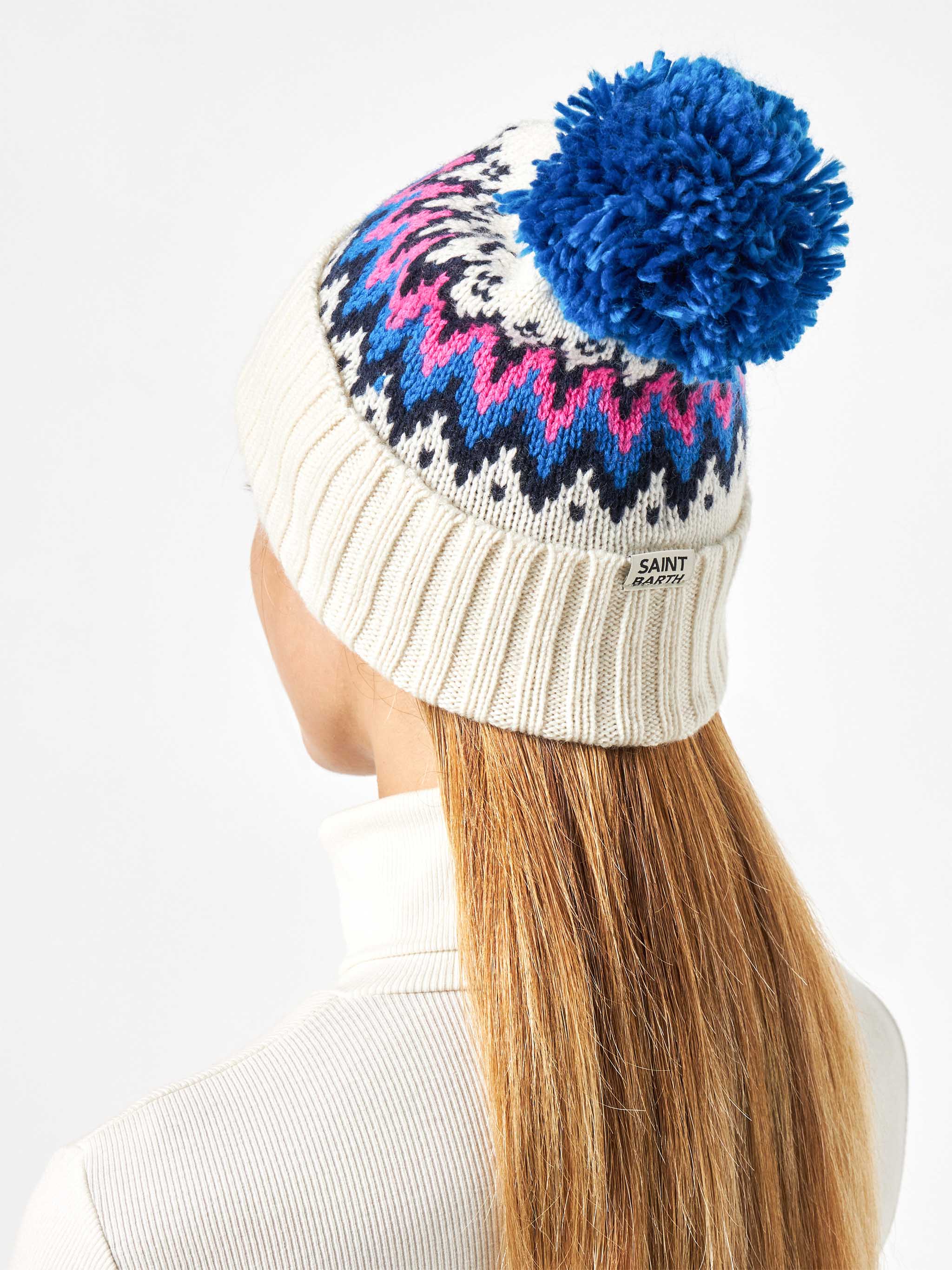 Wengen Nordic white jacquard knit beanie - Image 2