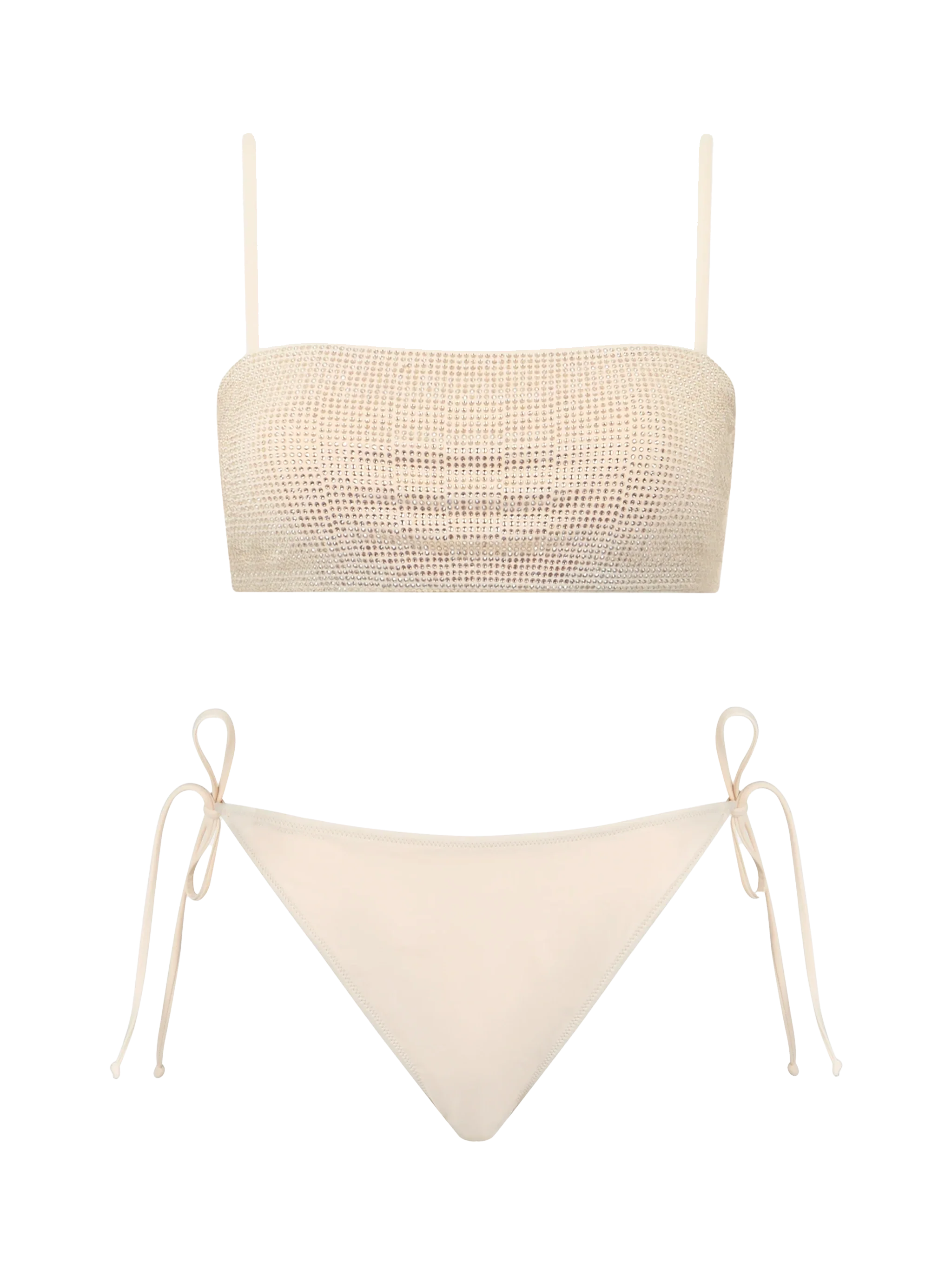 Athena Virgo beige bandeau bikini with rhinestones