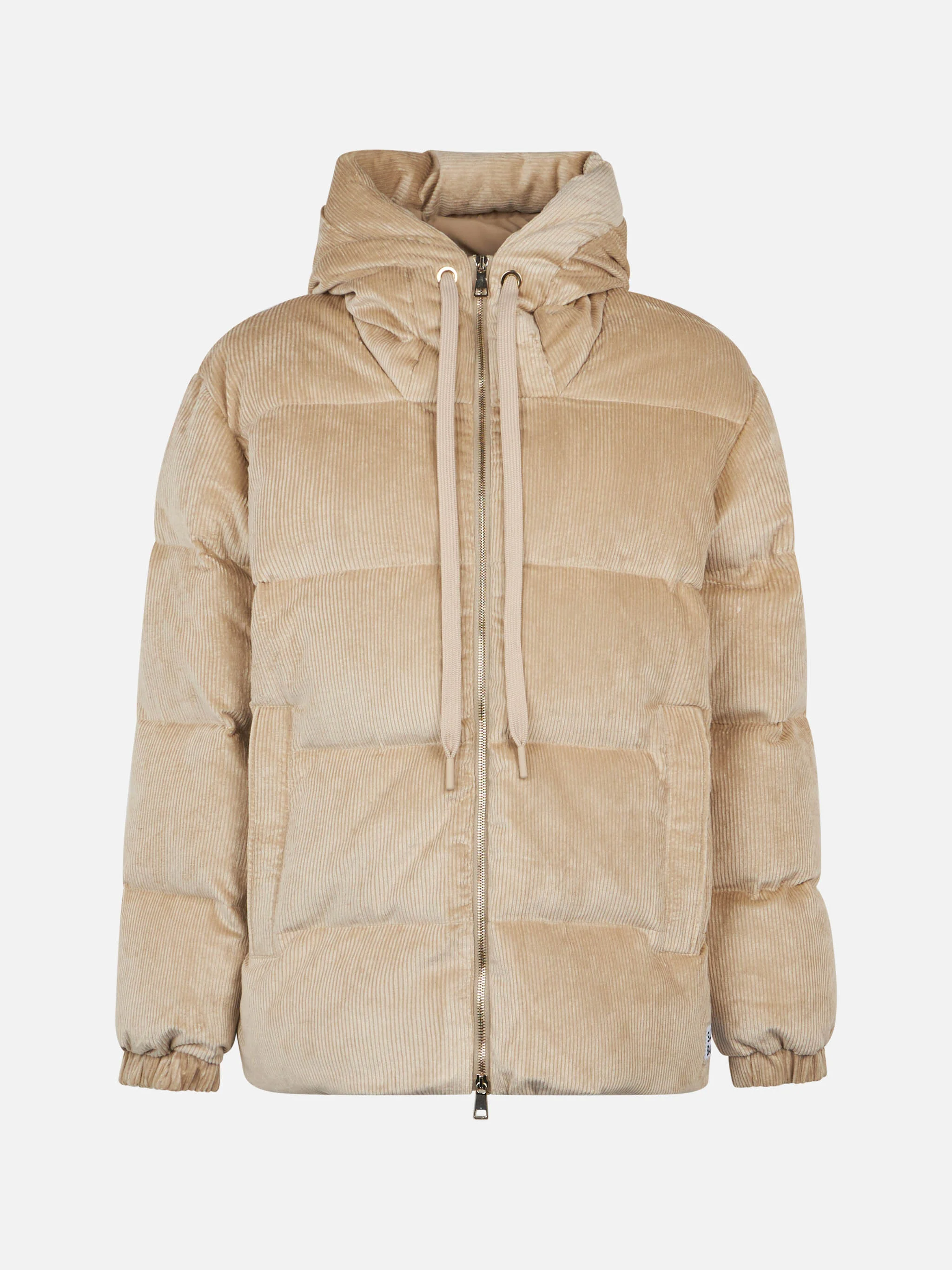 Geneve beige corduroy hooded down jacket - Image 4