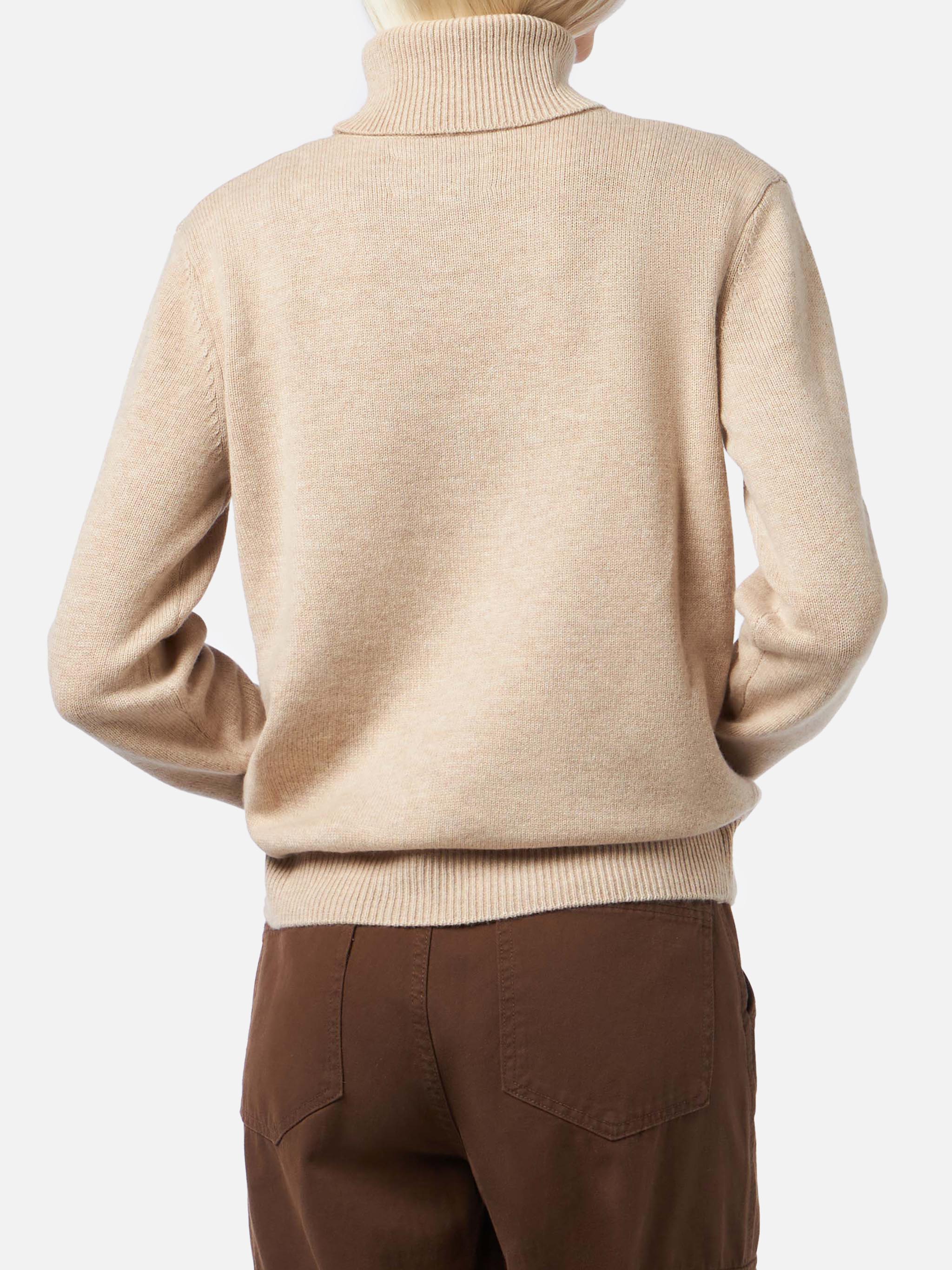Turtleneck sweater Moody in 100% beige CASHMERE - Image 3