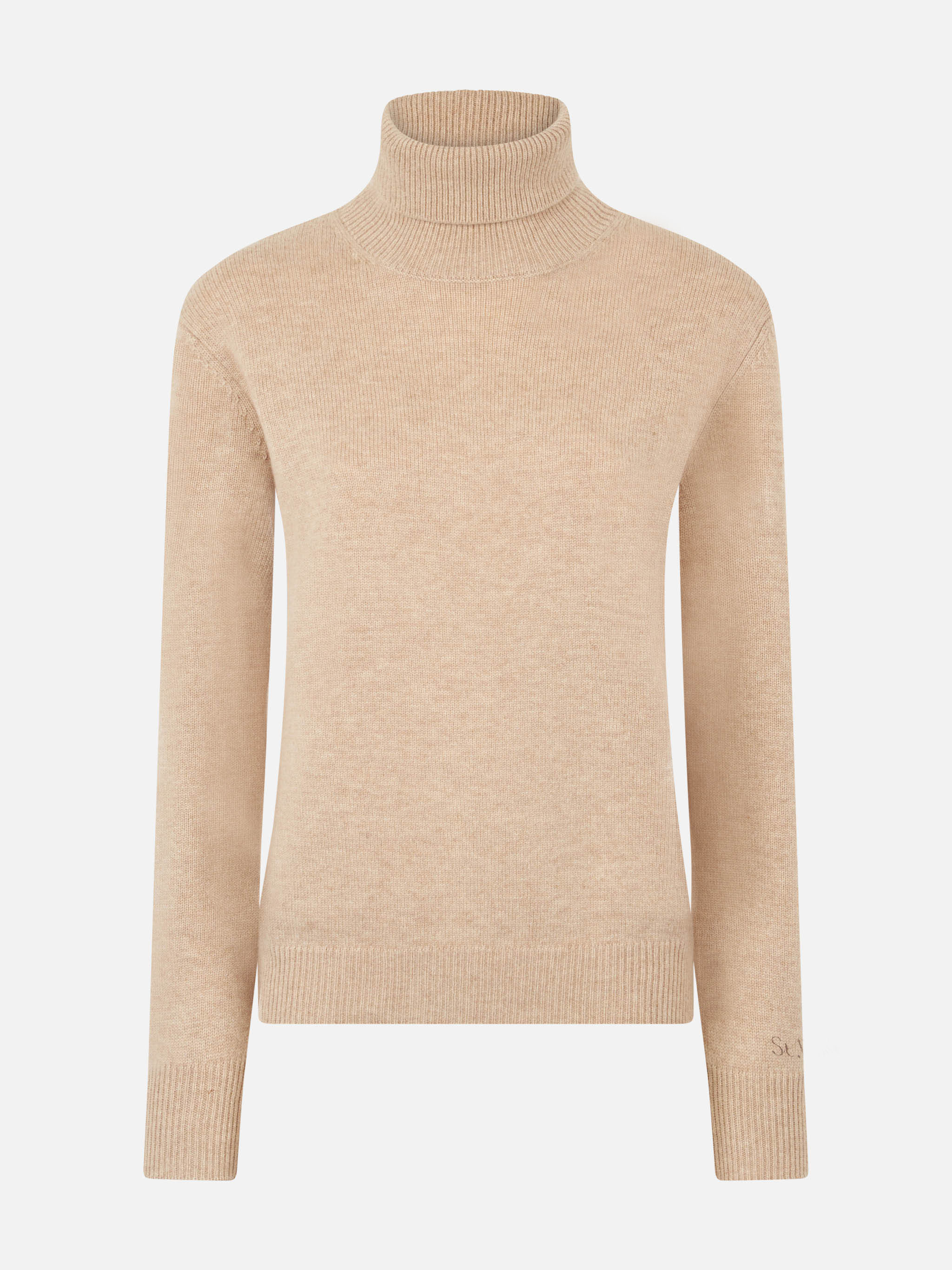 Turtleneck sweater Moody in 100% beige CASHMERE - Image 4