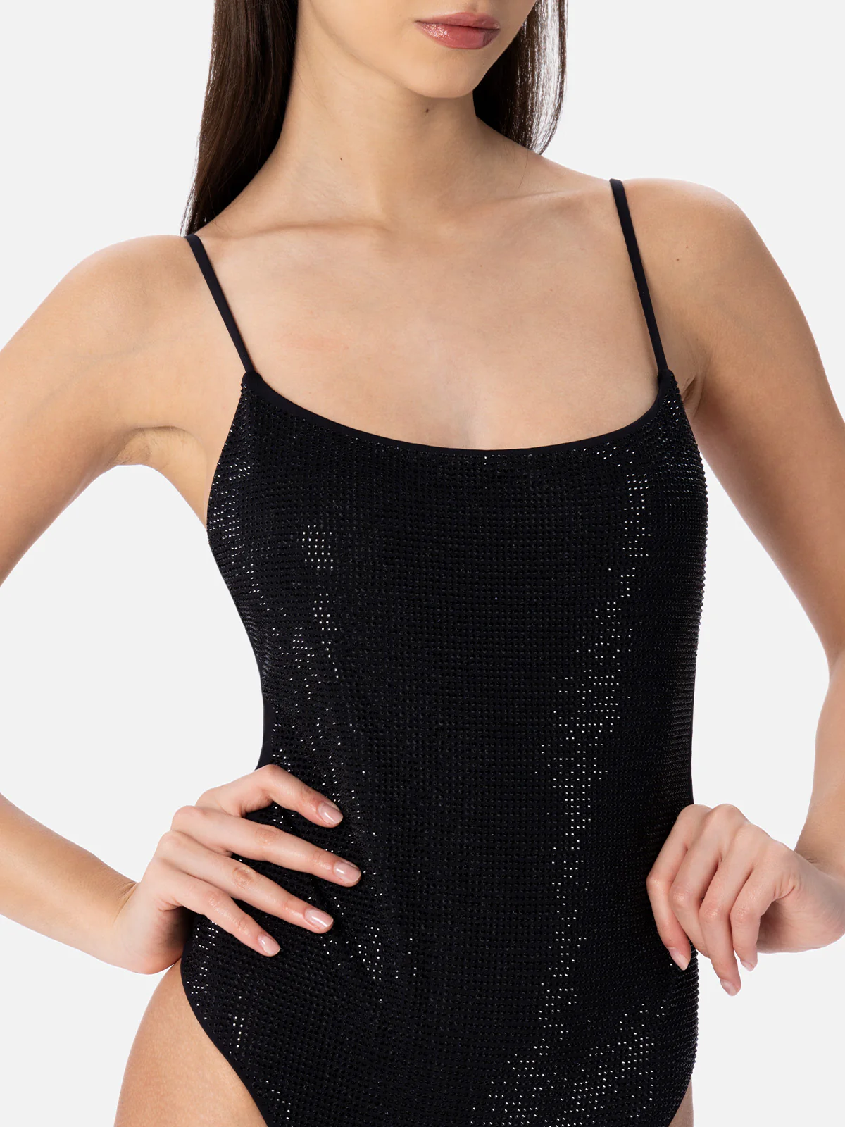Black Cecille one-piece swimsuit with rhinestones - Image 4