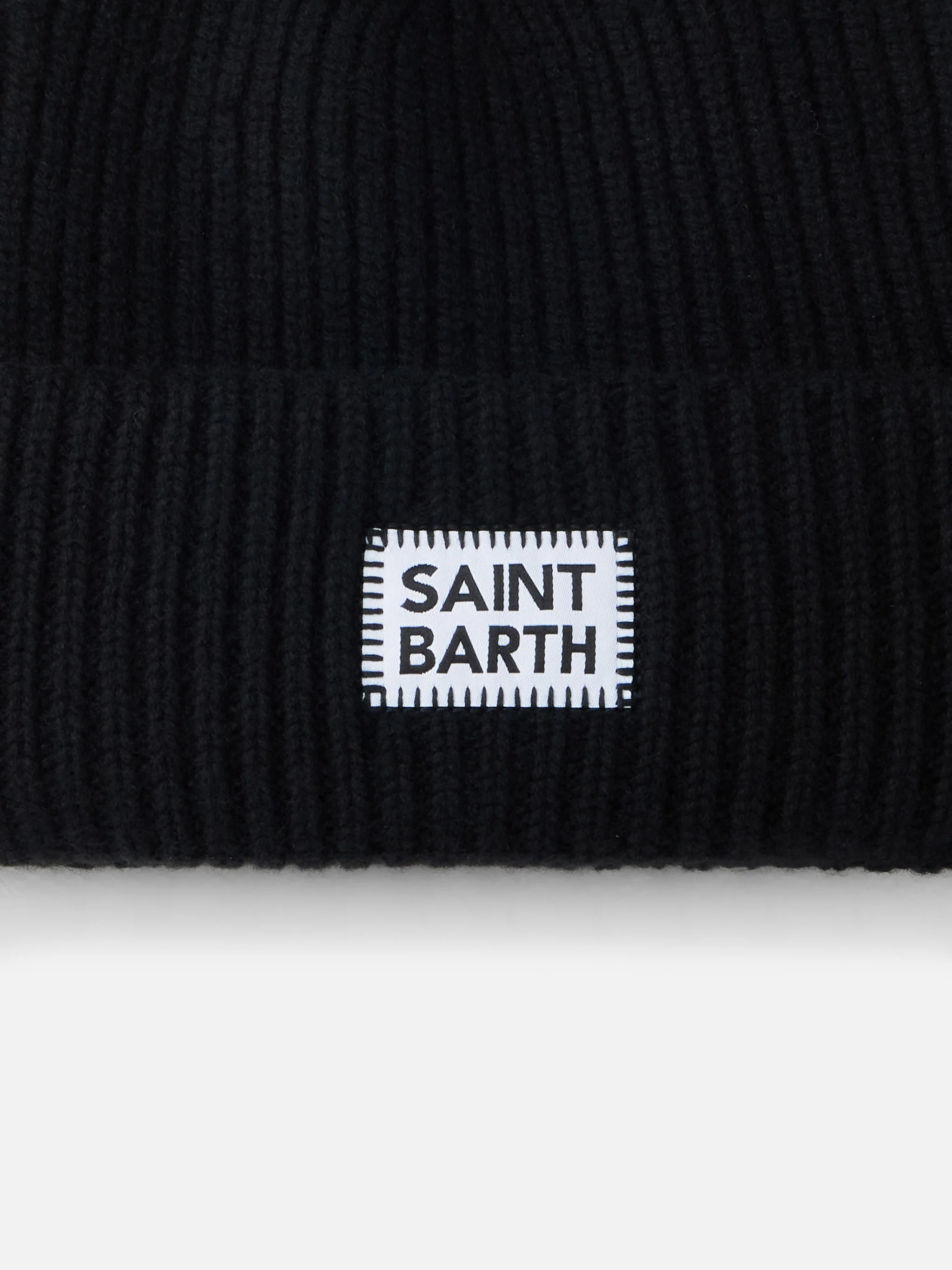 Black ribbed beanie Berry with Saint Barth patch - Image 3