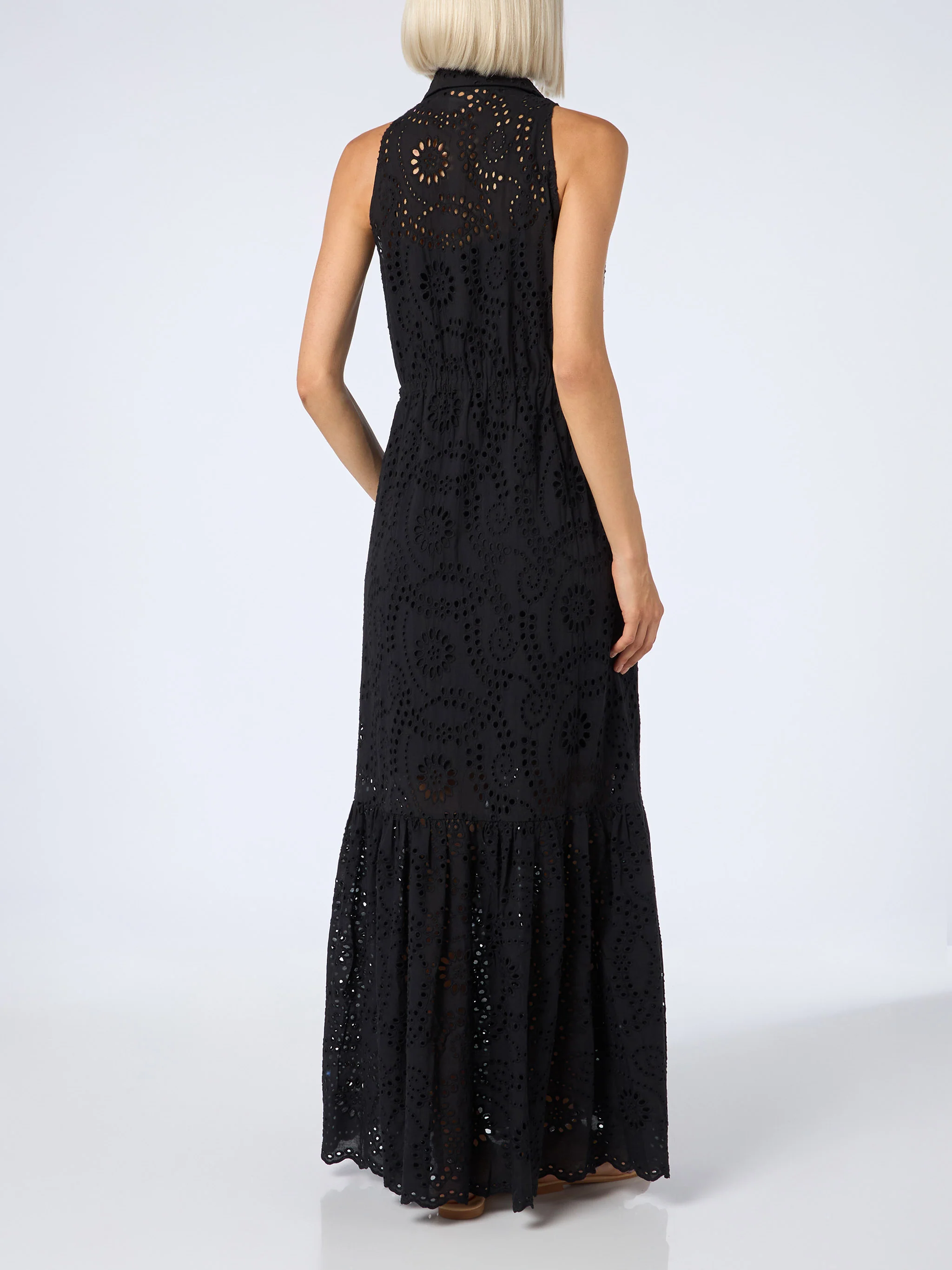 Black sangallo Ida Embry halterneck long dress - Image 2