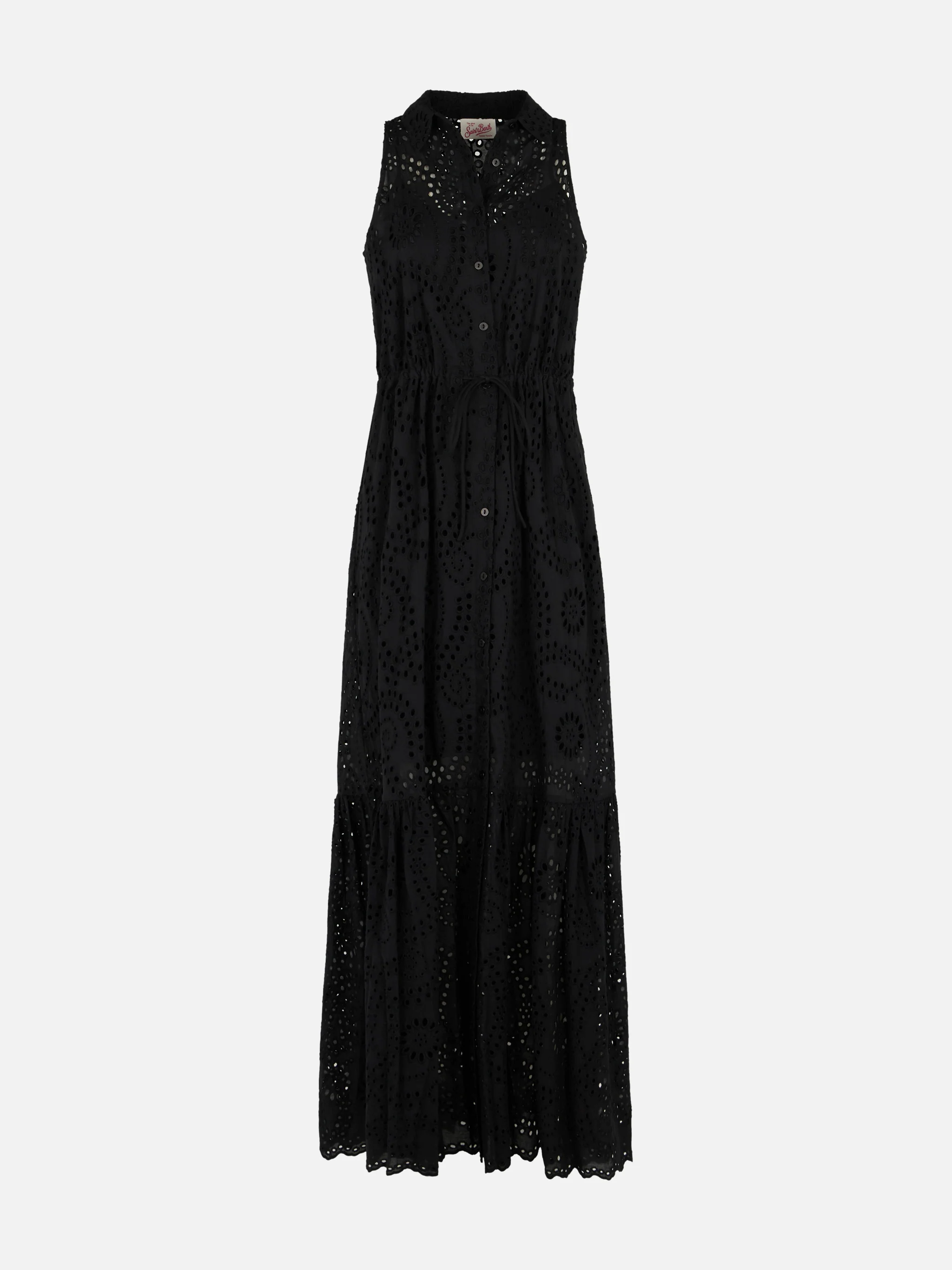 Black sangallo Ida Embry halterneck long dress - Image 4