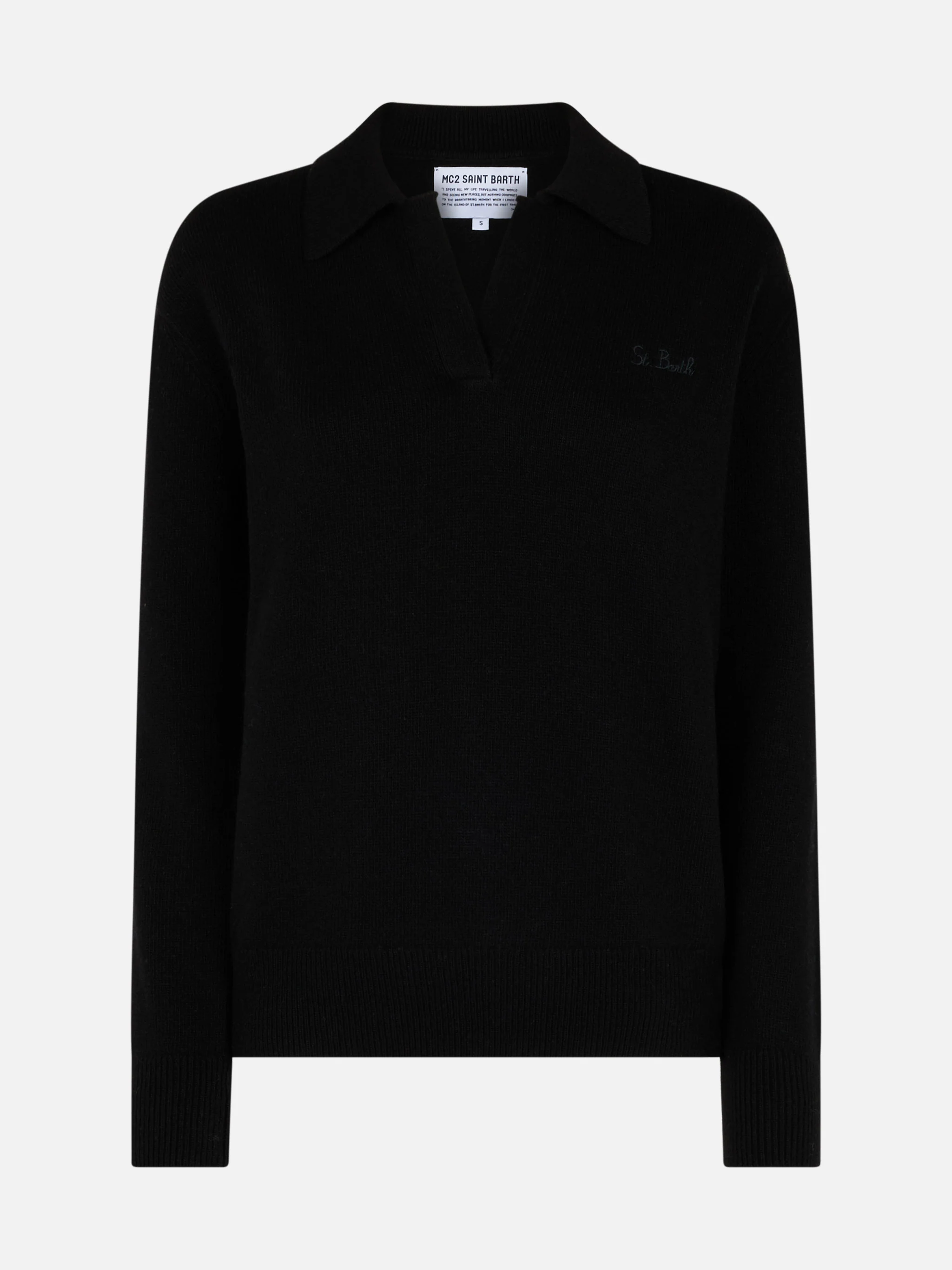 Eze black cashmere blend sweater with polo collar - Image 3