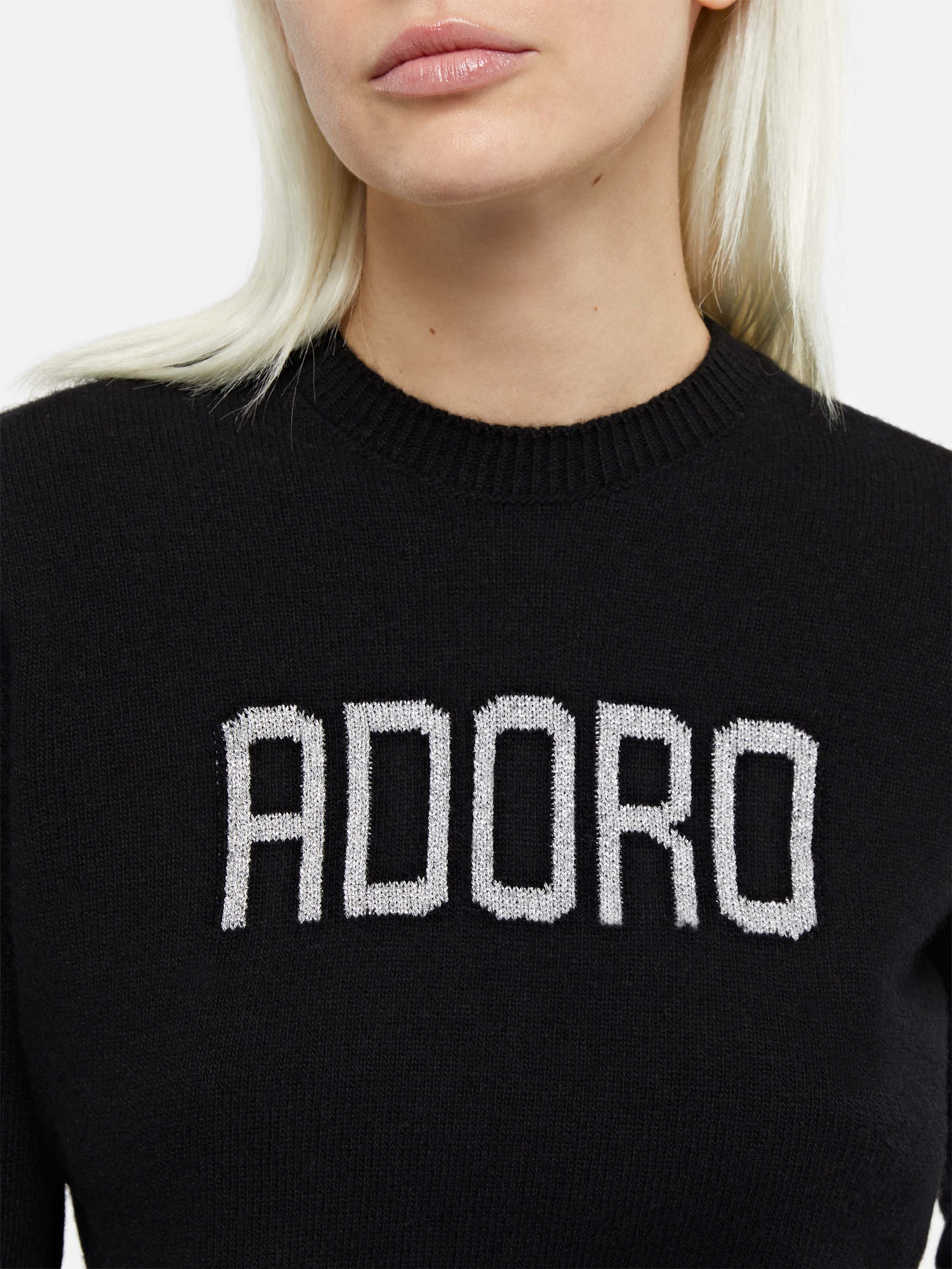 New Queen black alpaca blend sweater with Adoro jacquard - Image 2