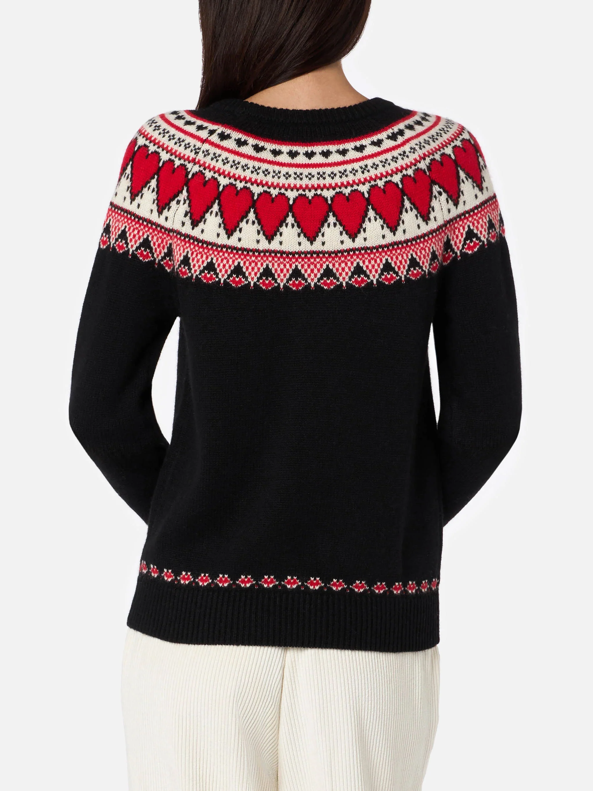 Black New Queen Nordic sweater with heart jacquard - Image 3