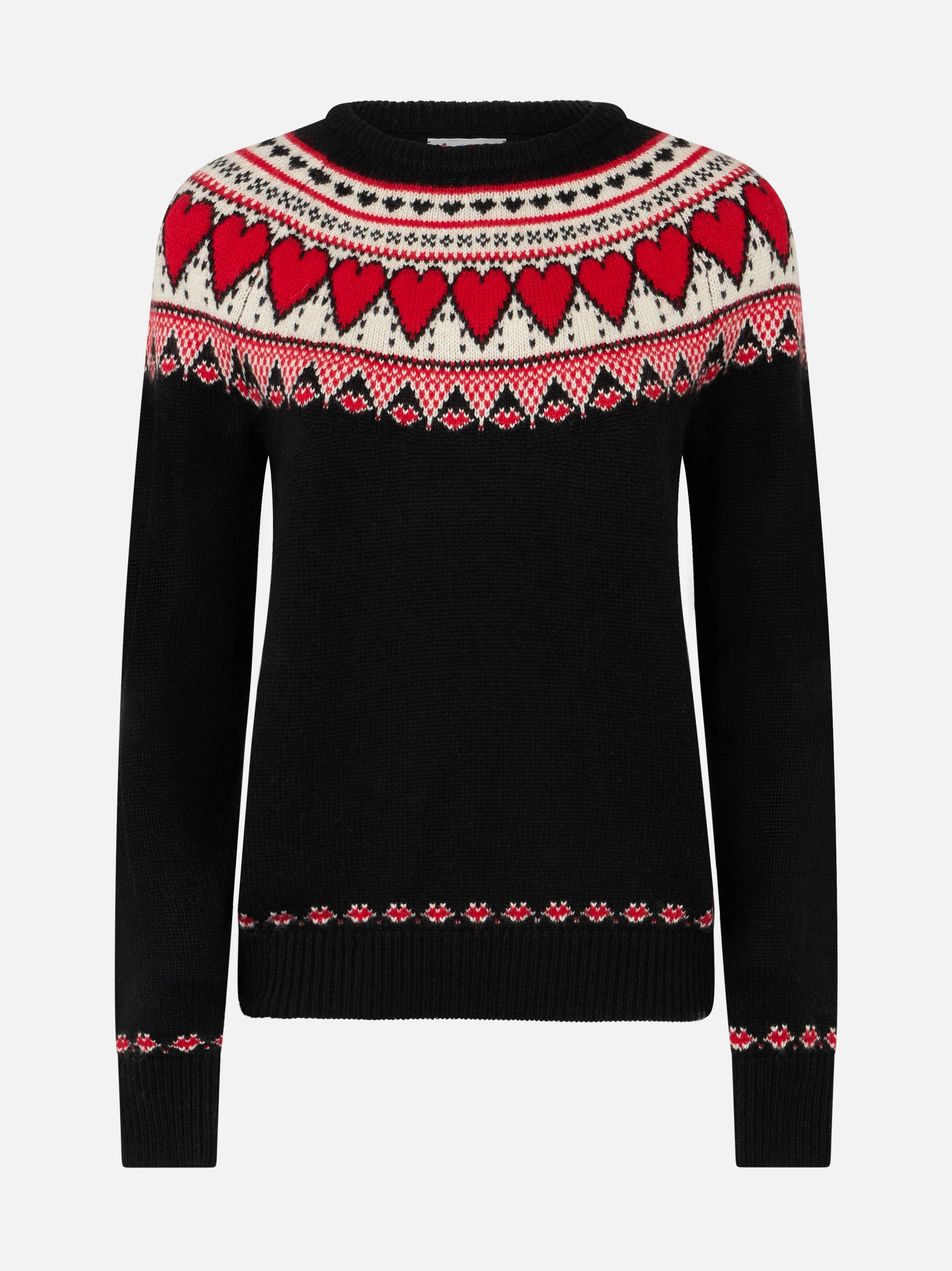 Black New Queen Nordic sweater with heart jacquard - Image 4