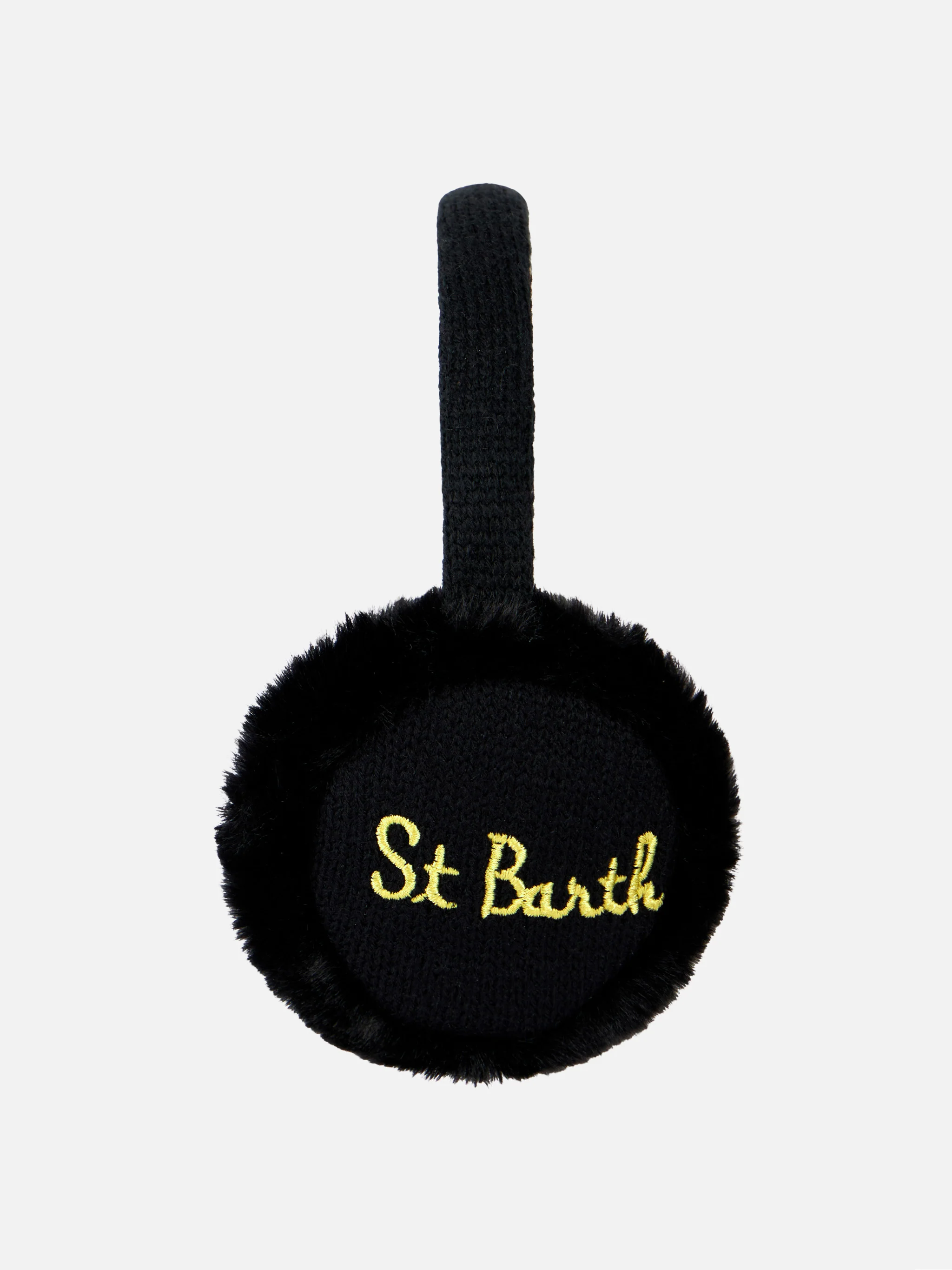 Black tricot earmuffs with faux fur details - Image 2