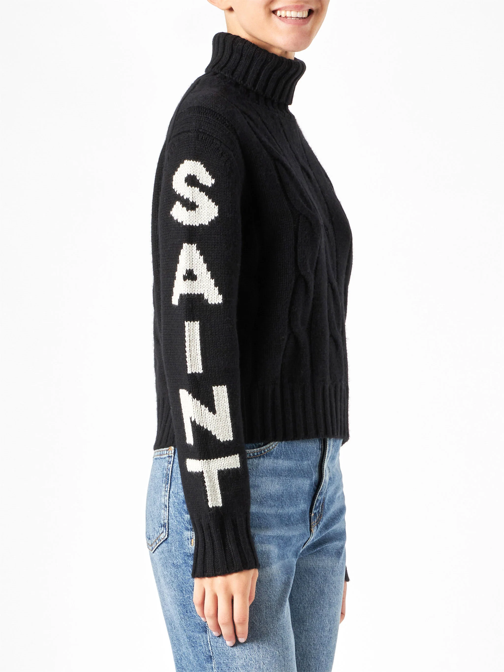 Adler black braided turtleneck sweater with Saint Barth jacquard - Image 2