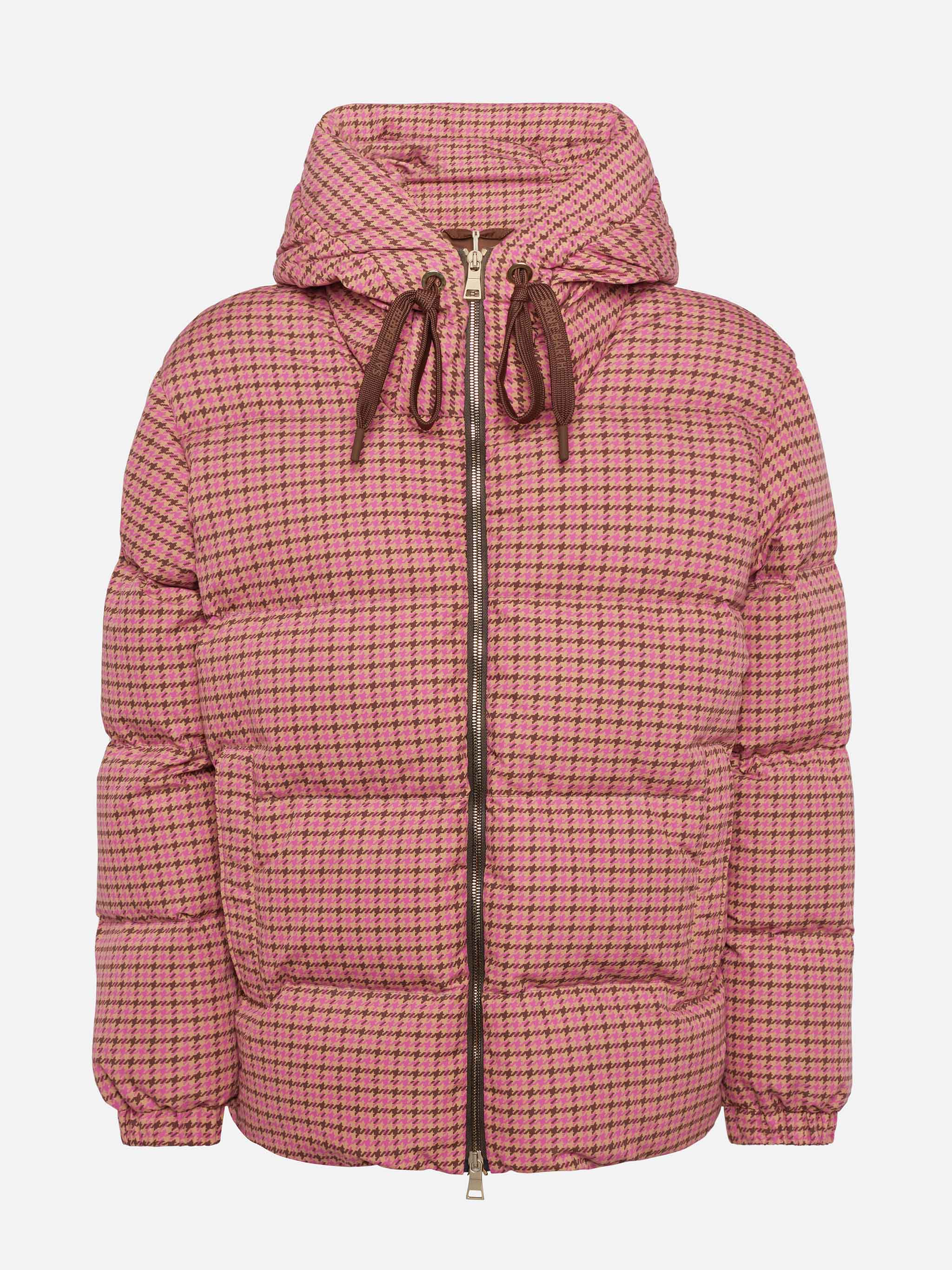 Hooded down padded jacket Geneve with pied de poul print - Image 6
