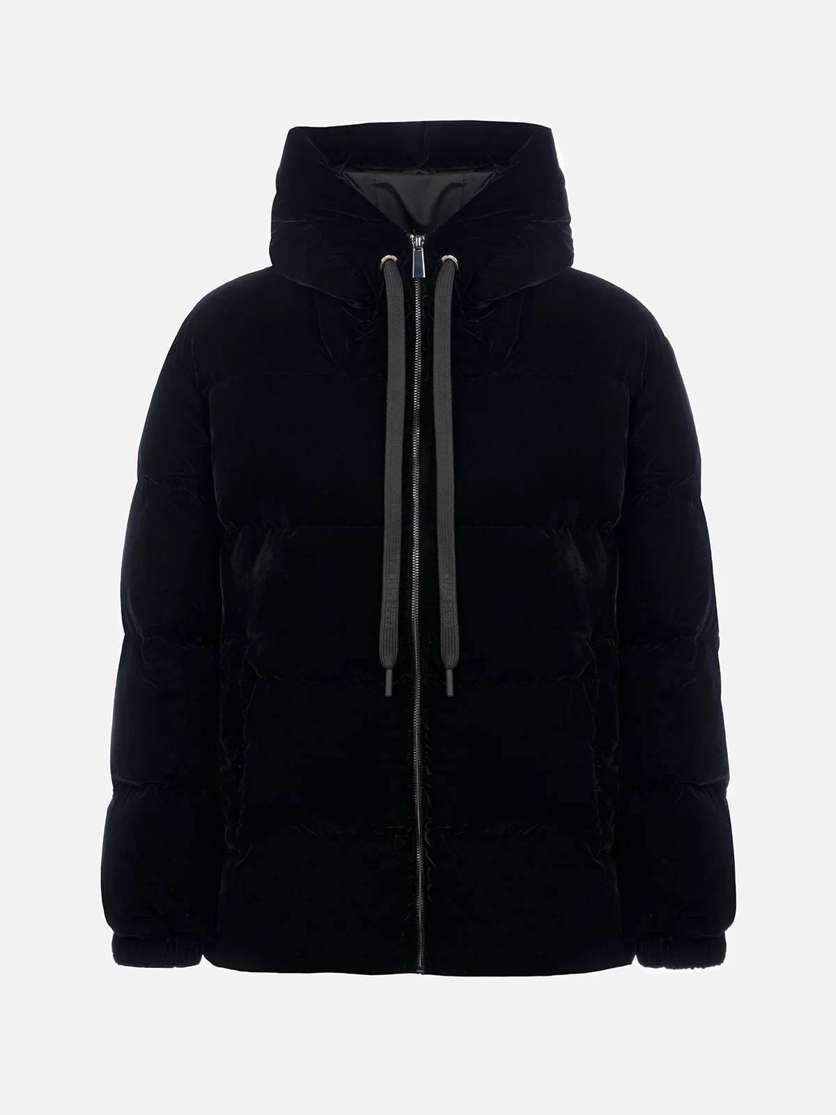 Geneve black velvet hooded down jacket - Image 4