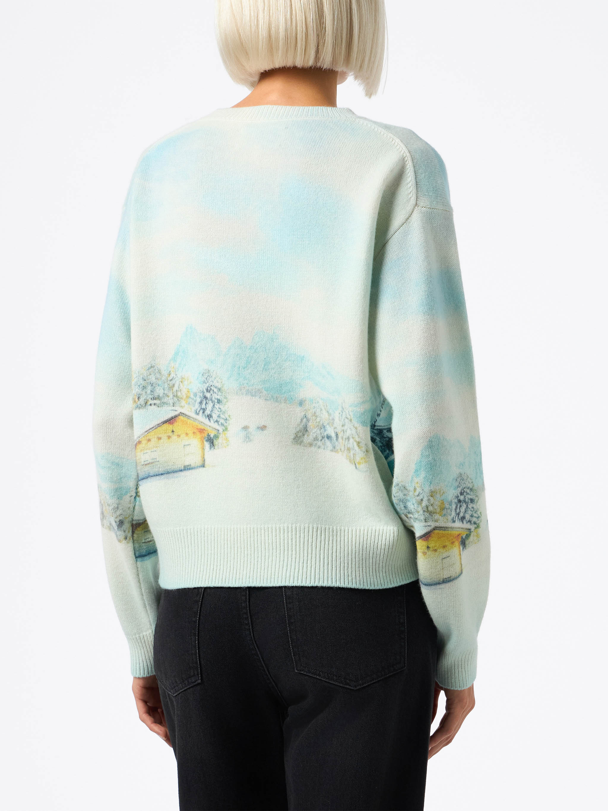 Louise cashmere blend sweater with chalet print and embroidery - Image 2