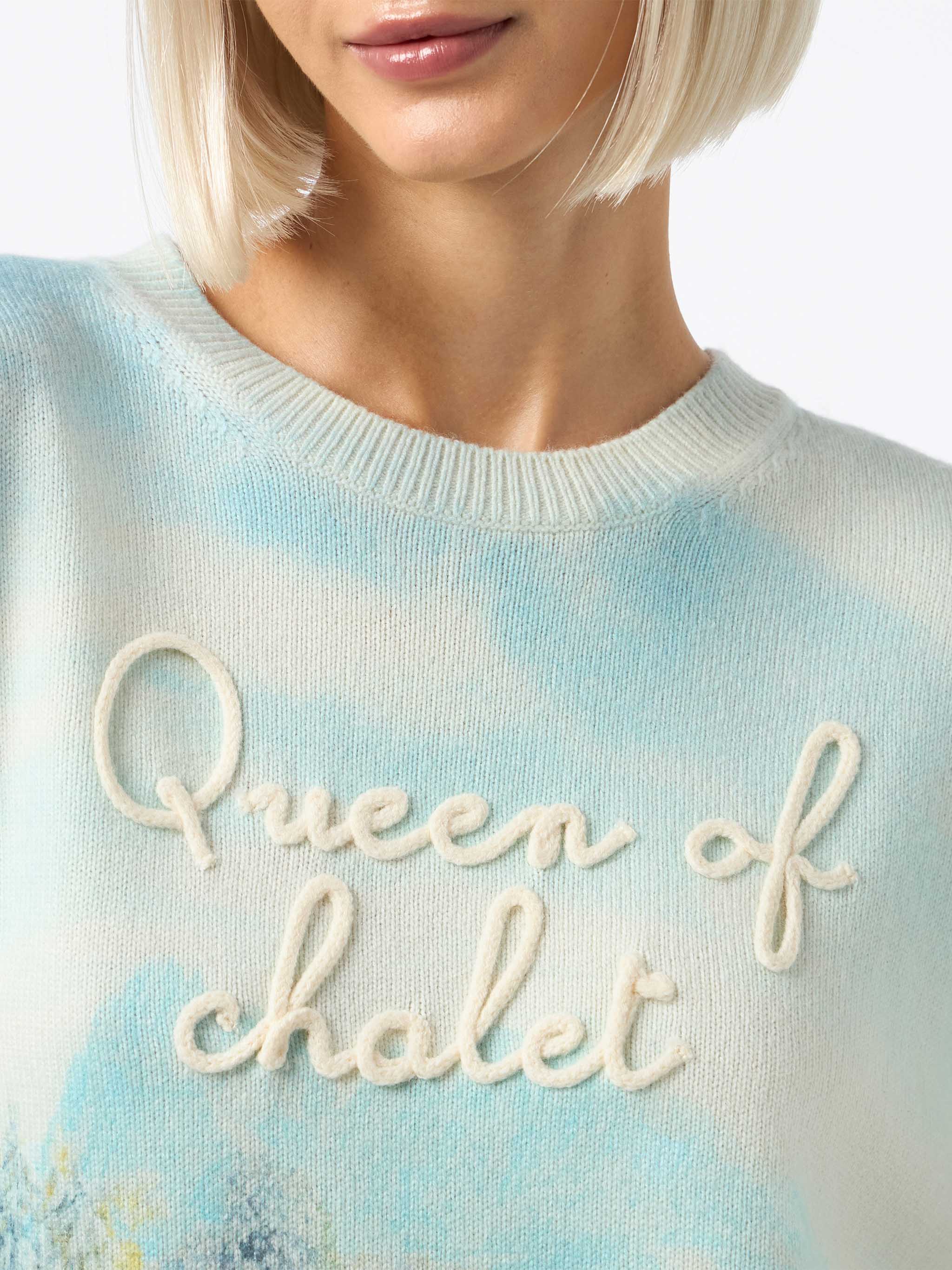 Louise cashmere blend sweater with chalet print and embroidery - Image 3