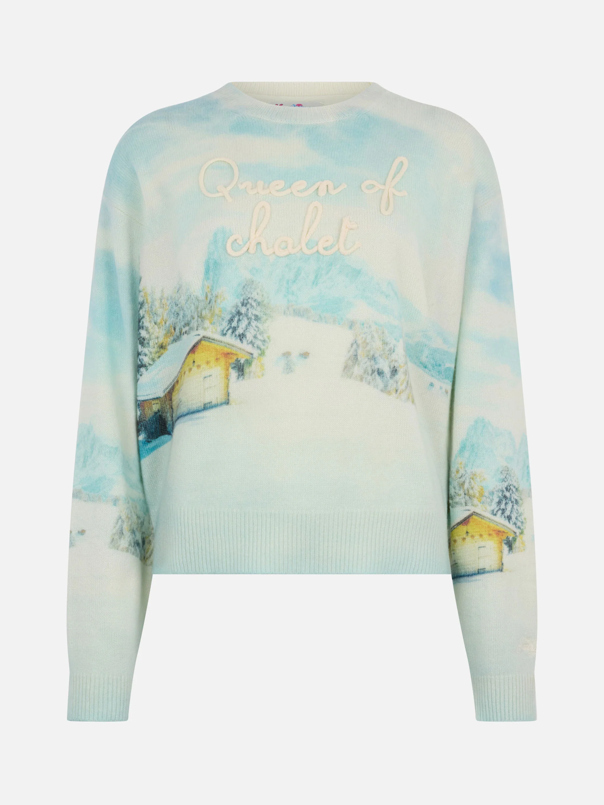 Louise cashmere blend sweater with chalet print and embroidery - Image 4