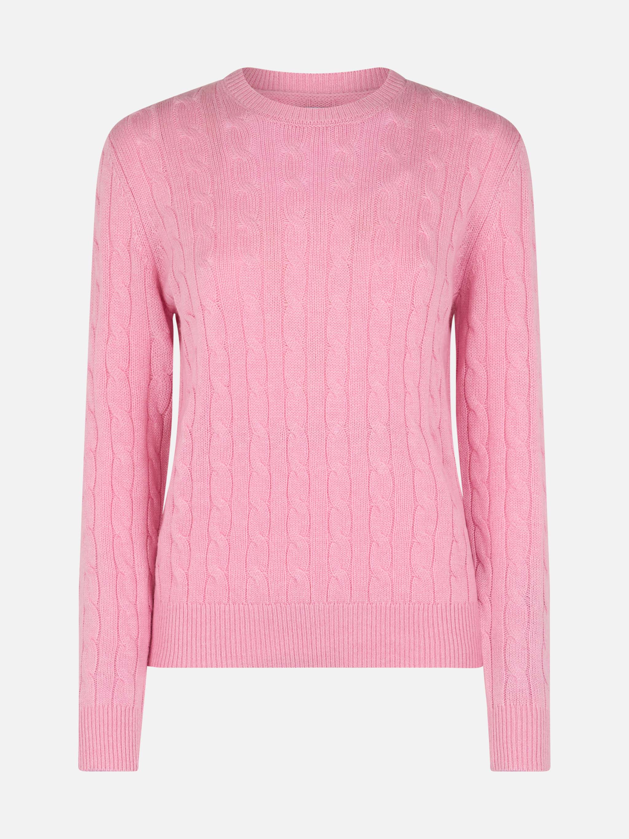 CASHMERE BLEND cable knit pink sweater Sorbonne - Image 4