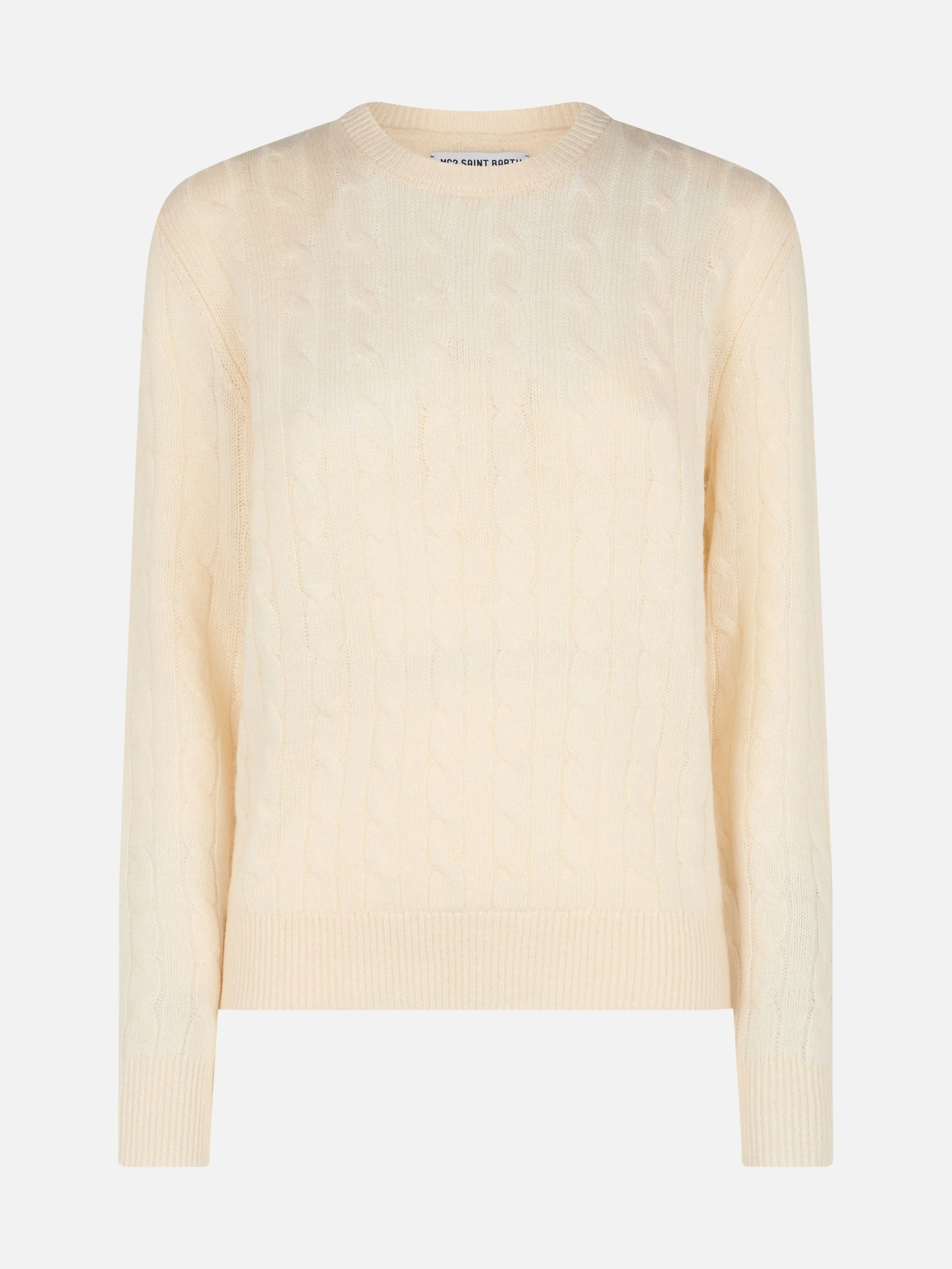 Sorbonne off-white cable knit cashmere blend sweater - Image 4