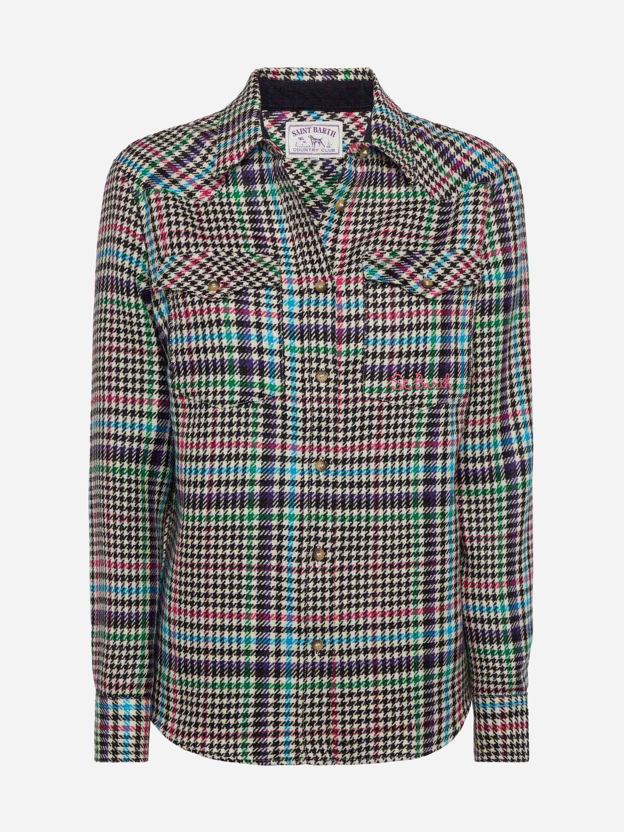 Wool shirt Deer with Prince of Wales print - Image 4