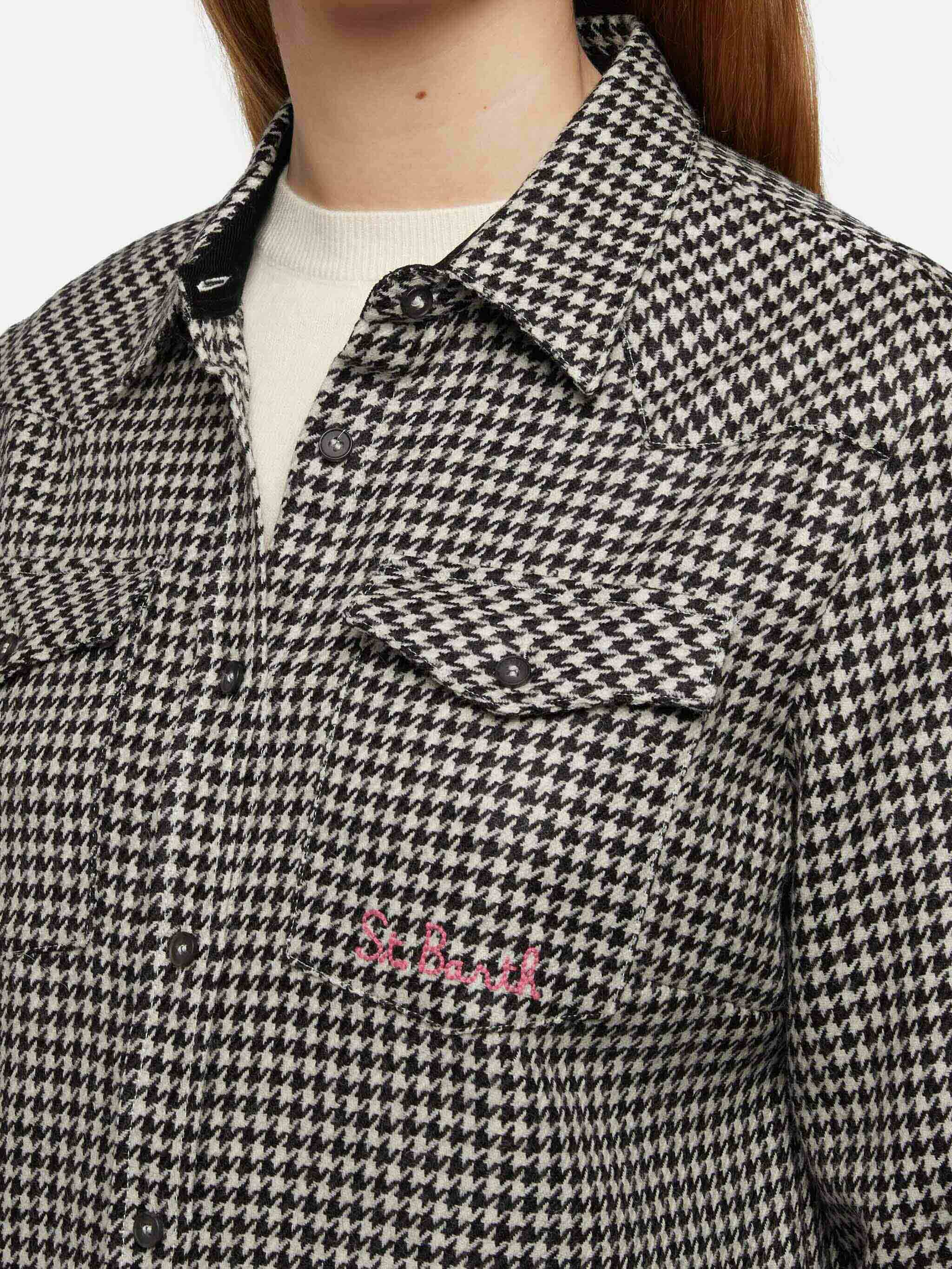 Wool shirt Deer with pied de poul print - Image 2