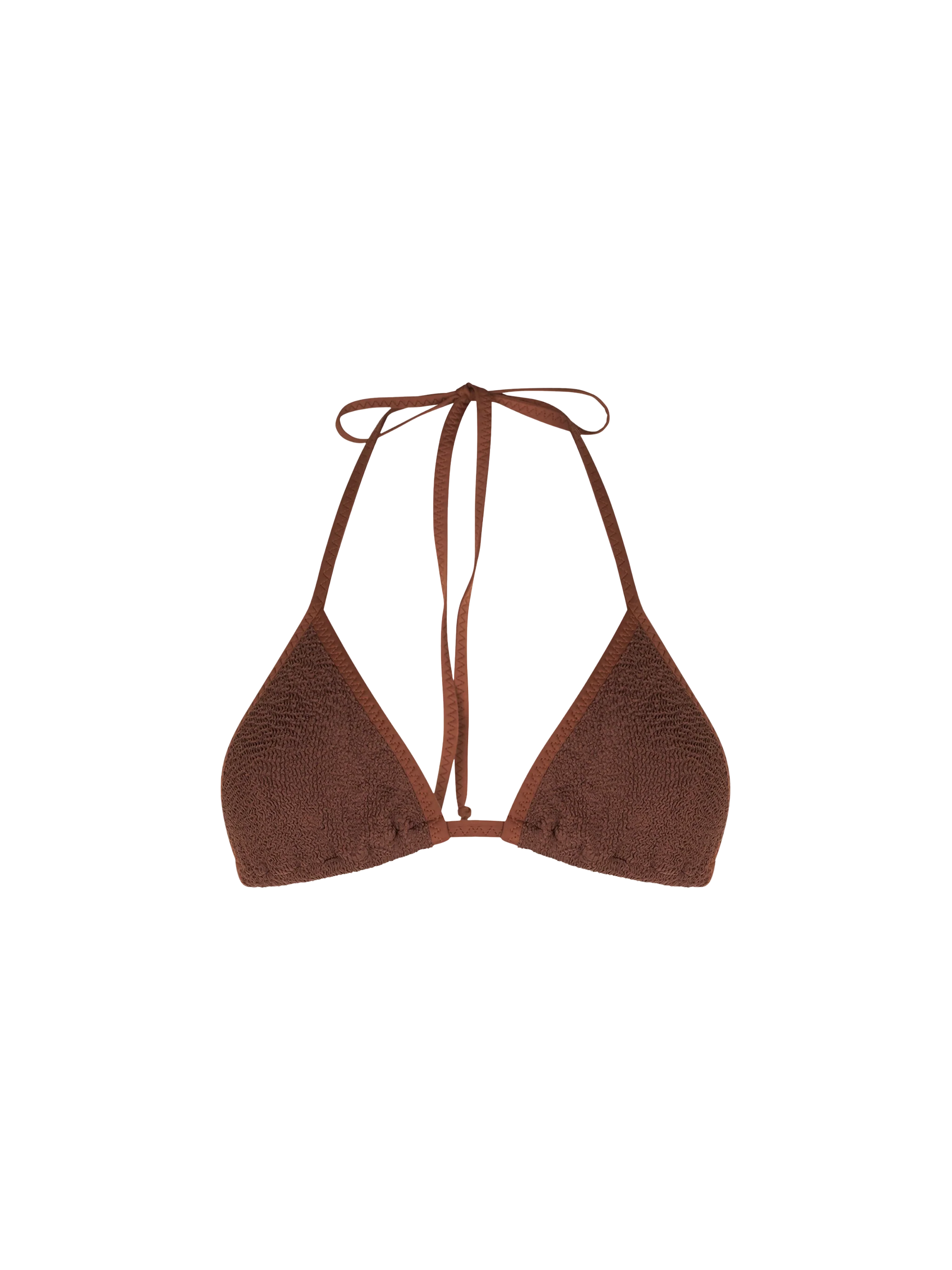 Brown Leah crinkle triangle bikini top