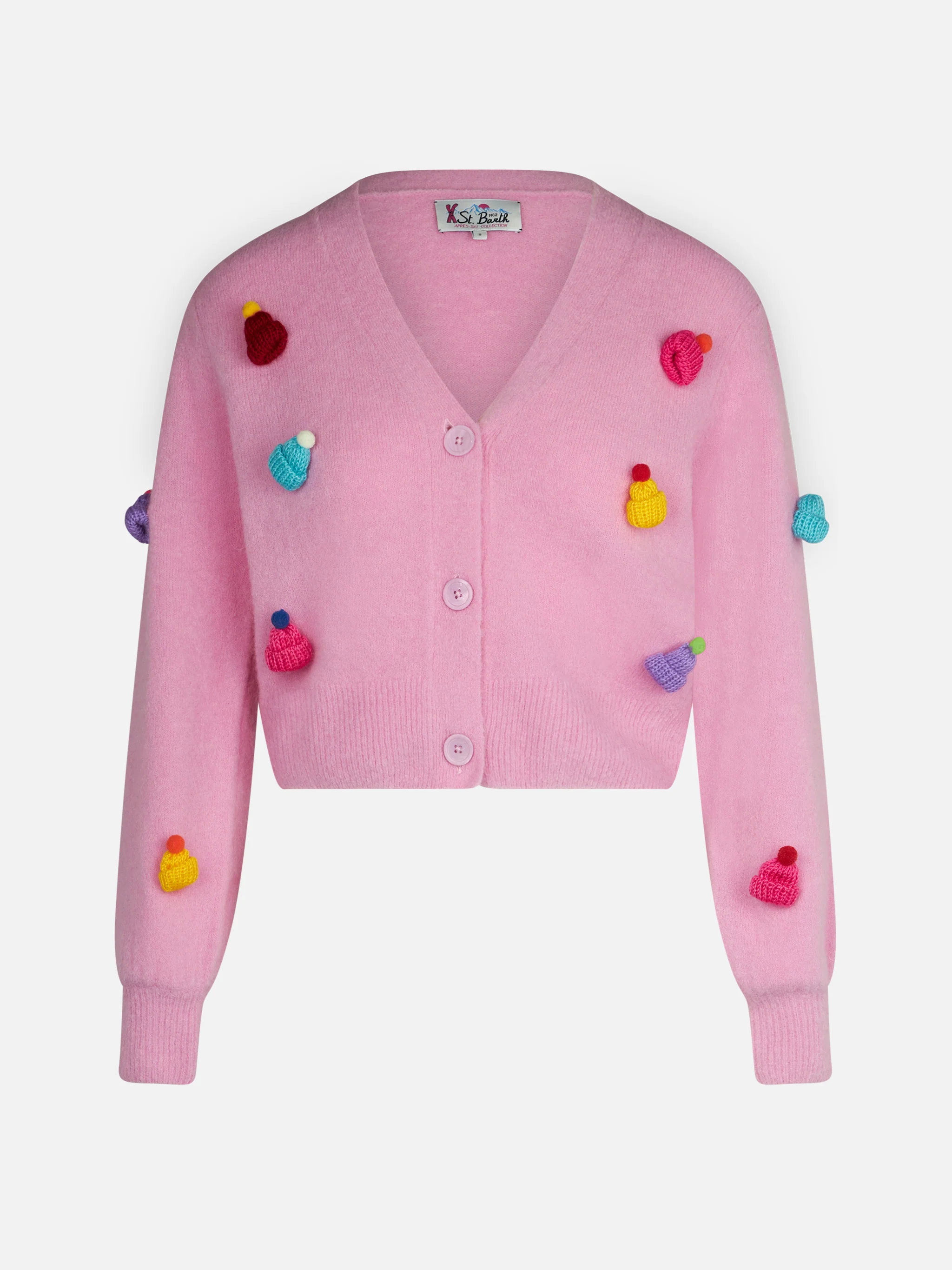Lyza Soft cropped cardigan with crochet hearts - Image 4