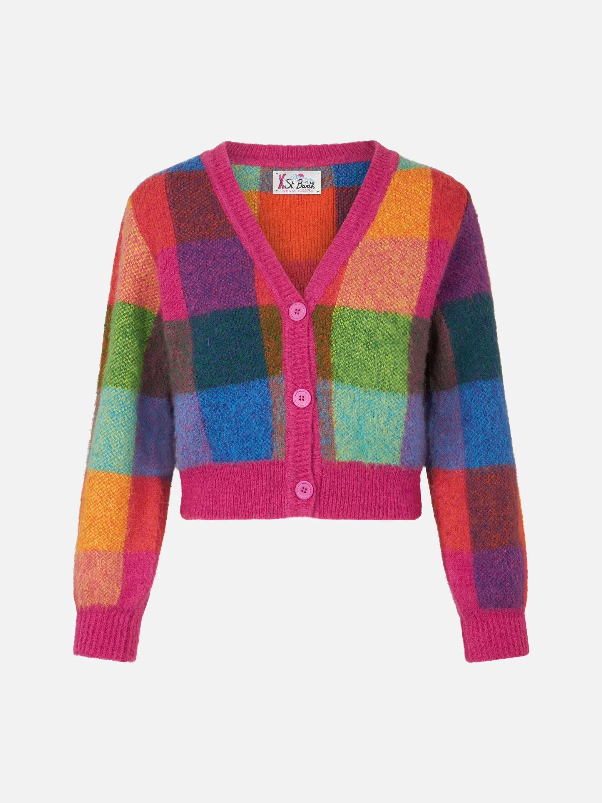 Lyza Soft cropped cardigan with check pattern - Image 4