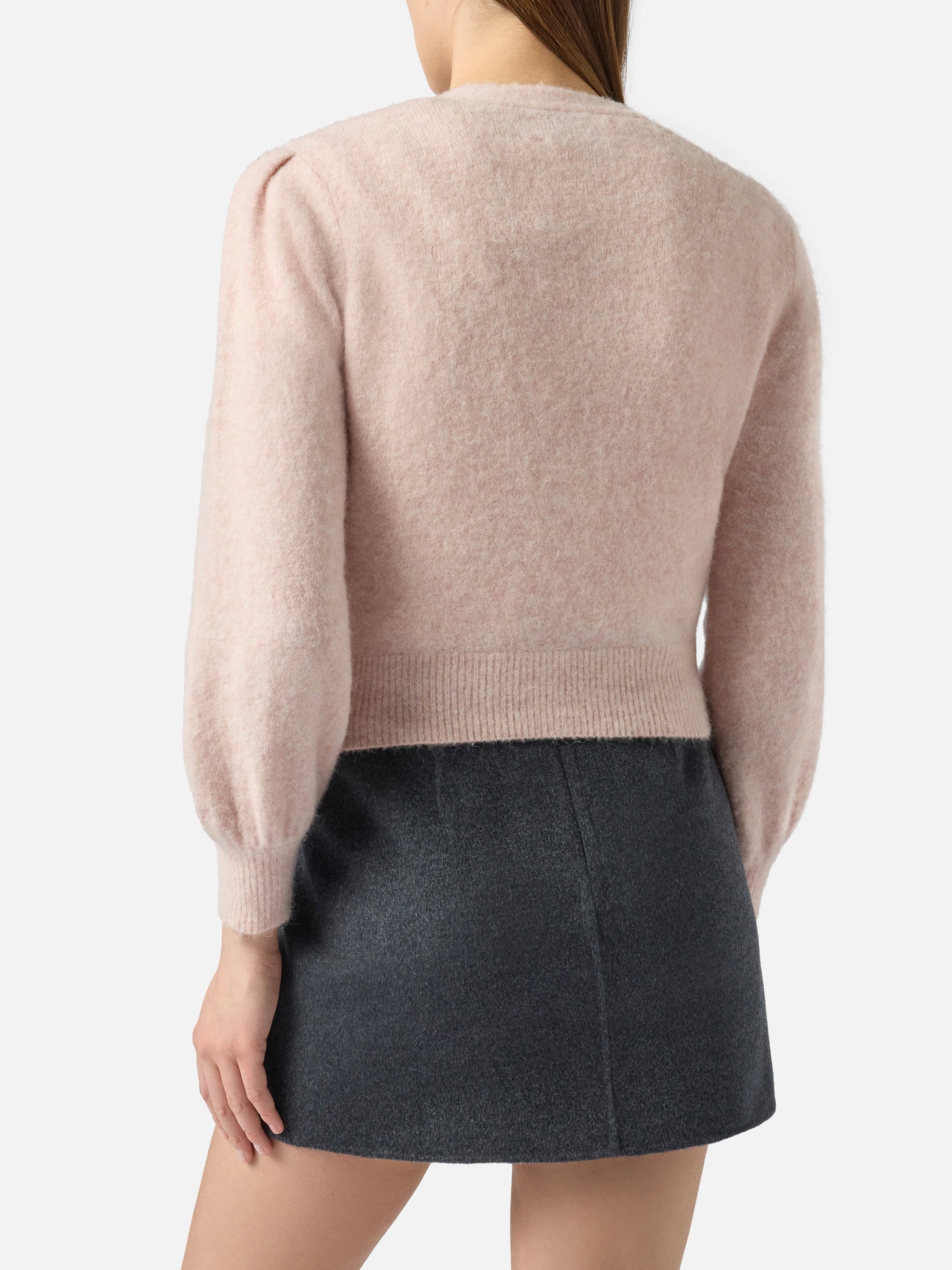 Lyza Soft cropped cardigan with crochet heart patches - Image 3