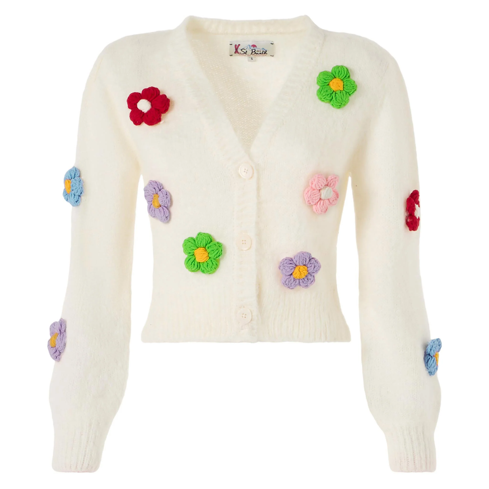 Lyza Soft cropped cardigan with daisy appliqués - Image 4