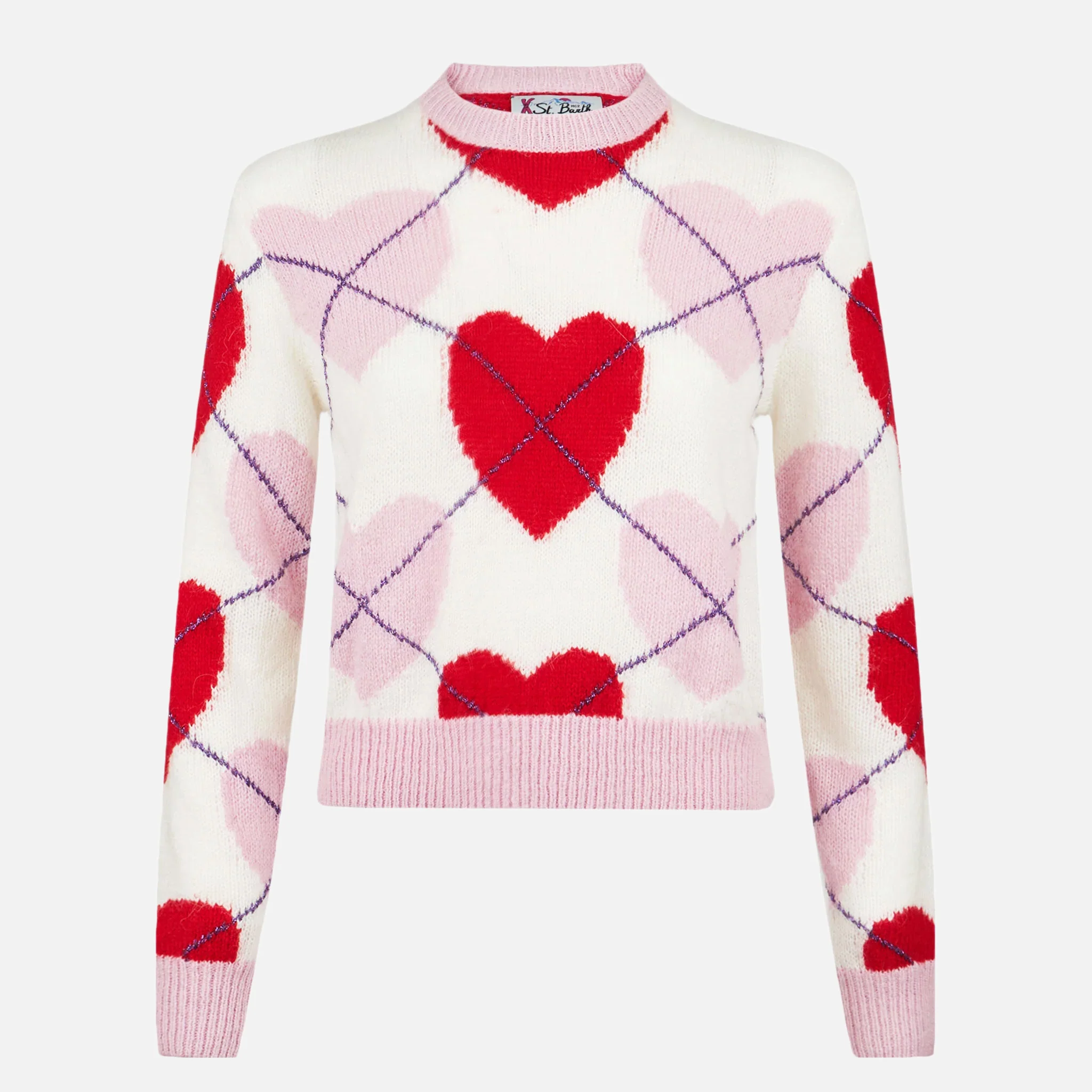 New Queen Crop Soft argyle heart sweater - Image 4