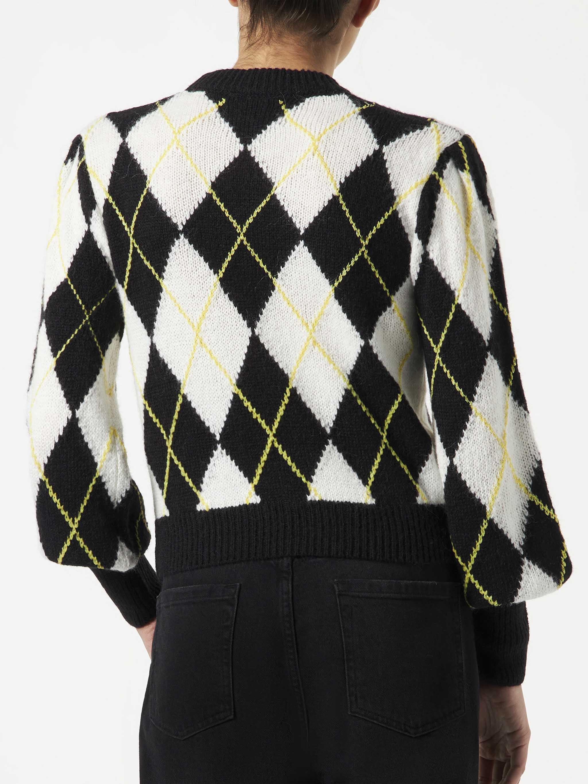 White and grey Bloom Soft argyle sweater - Image 3