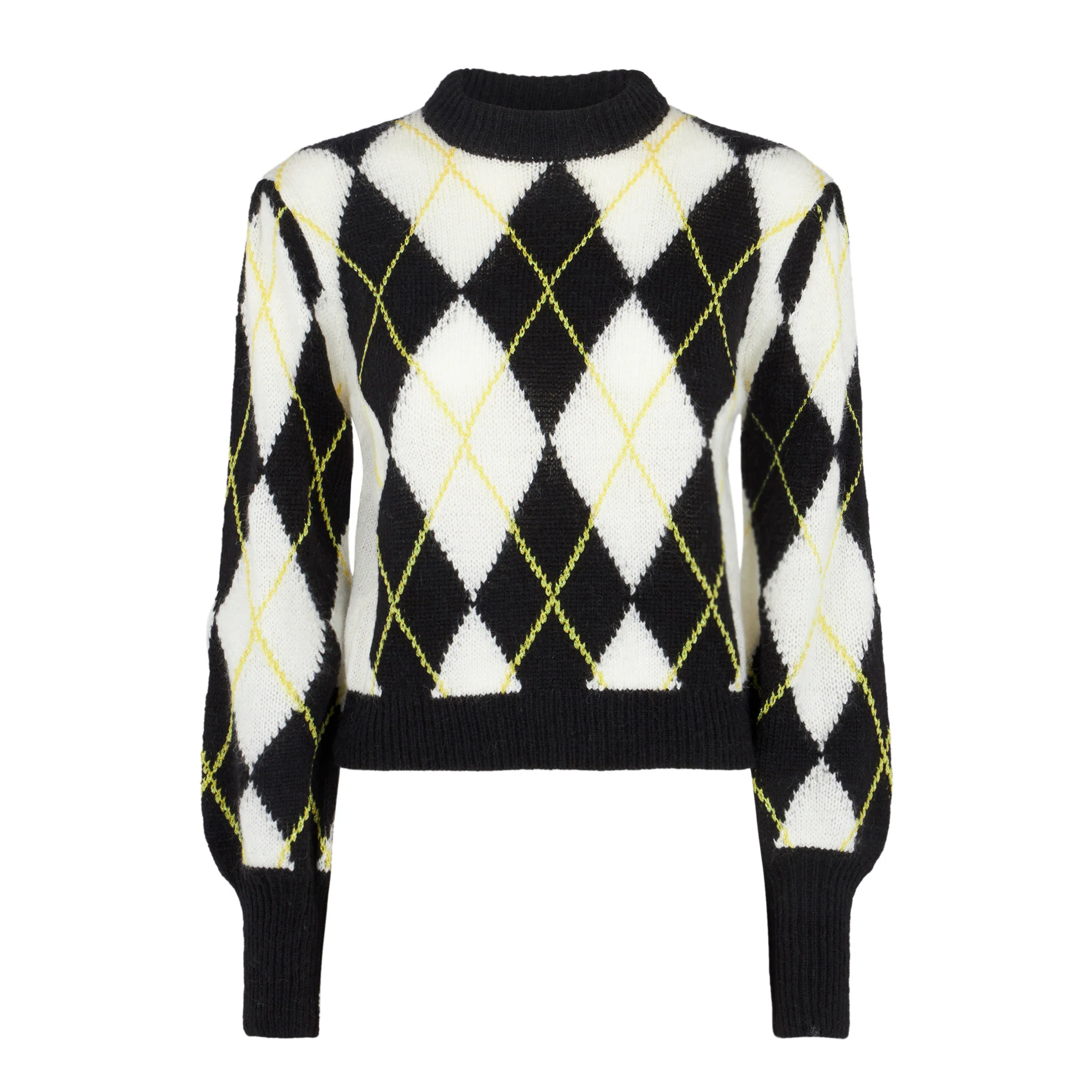 White and grey Bloom Soft argyle sweater - Image 4