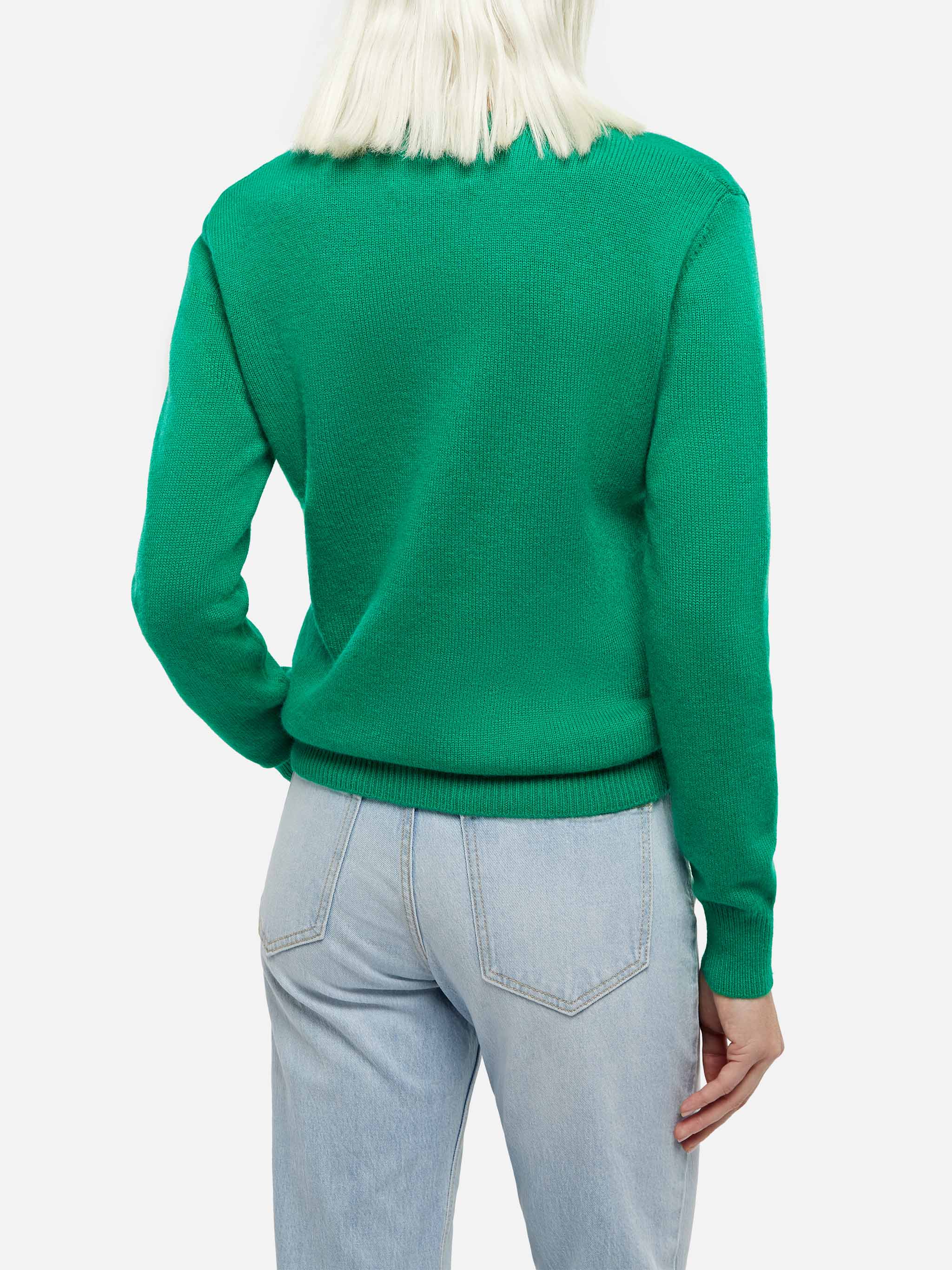 New Queen green brushed sweater with Love or not embroidery - Image 3