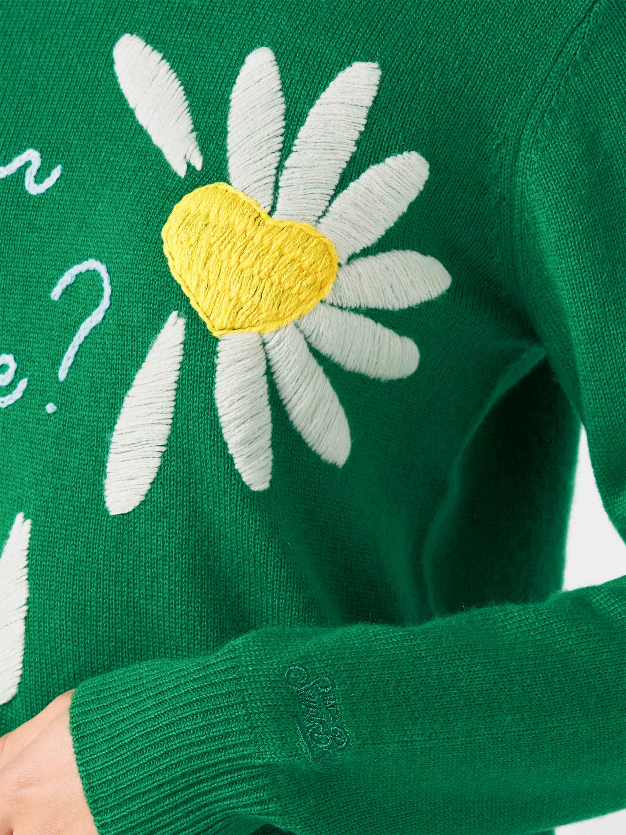 New Queen green brushed sweater with Love or not embroidery - Image 4