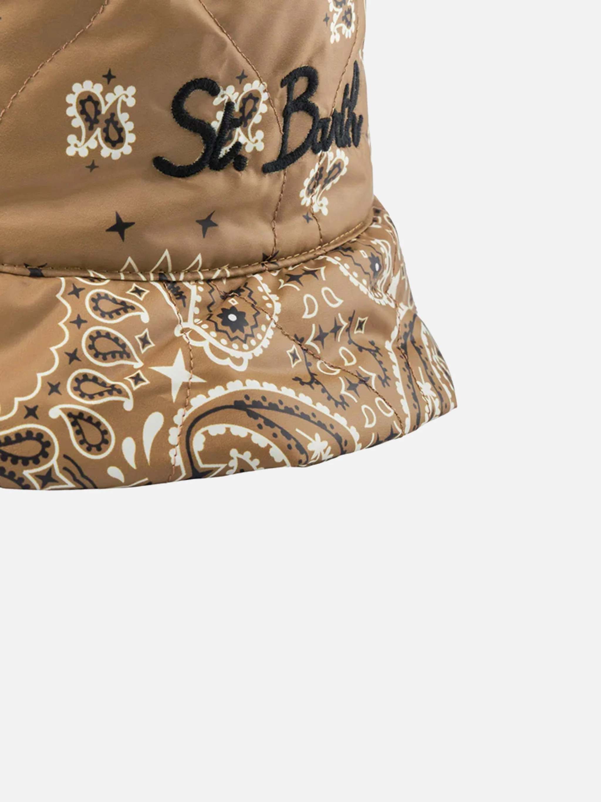 Brown and white Jude bucket hat with bandana print - Image 3