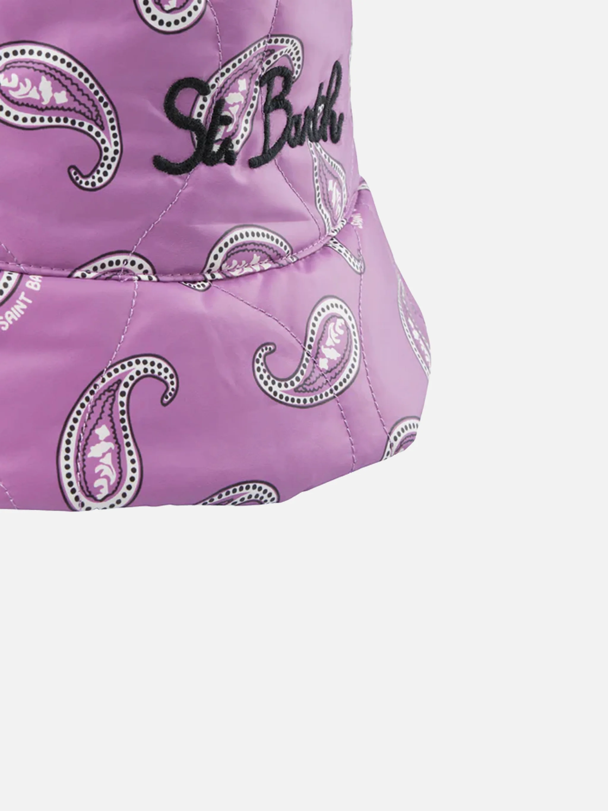 Purple and white Jude bucket hat with paisley print - Image 3