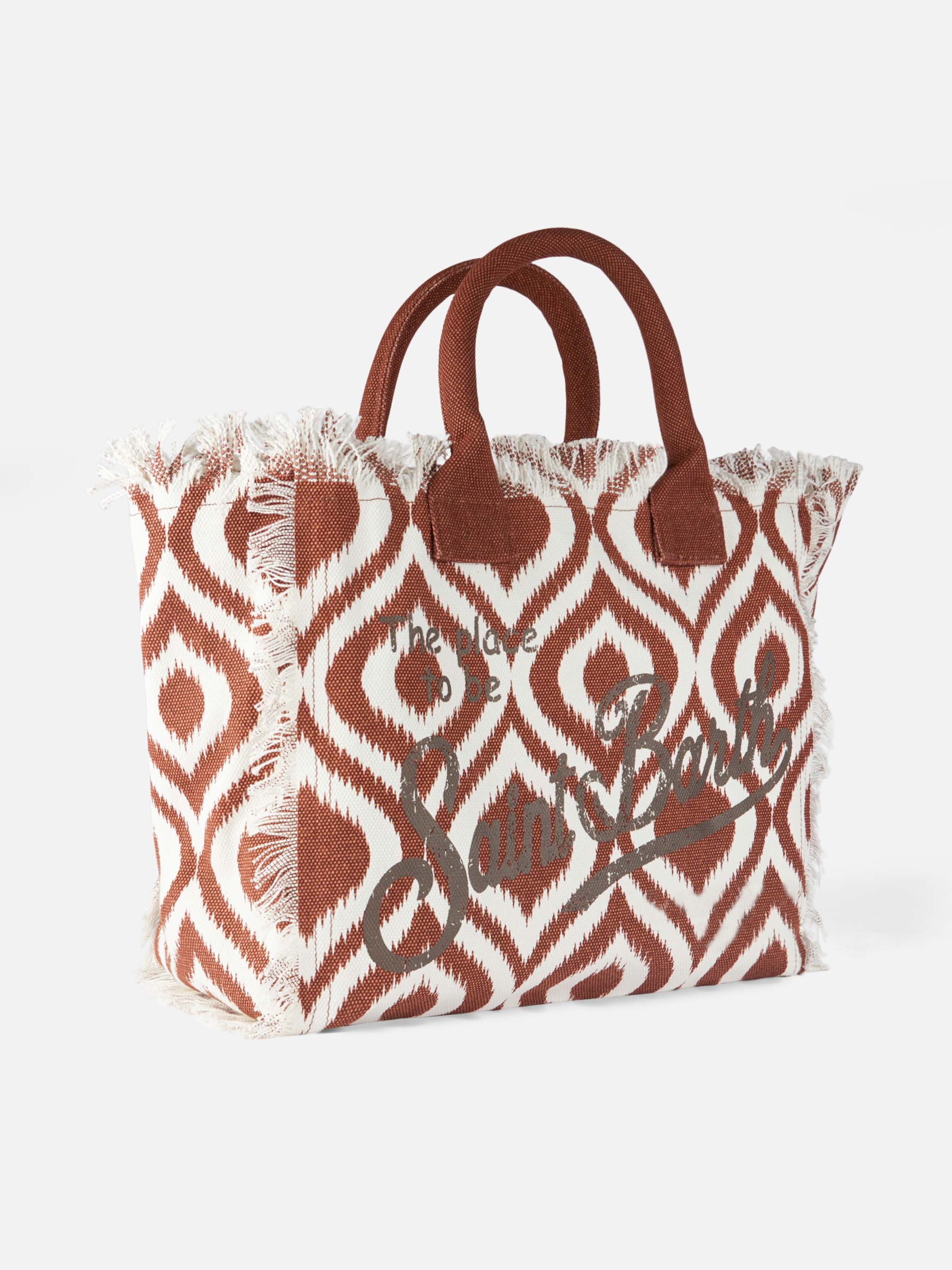 Vanity canvas shoulder bag with ikat print - Image 2