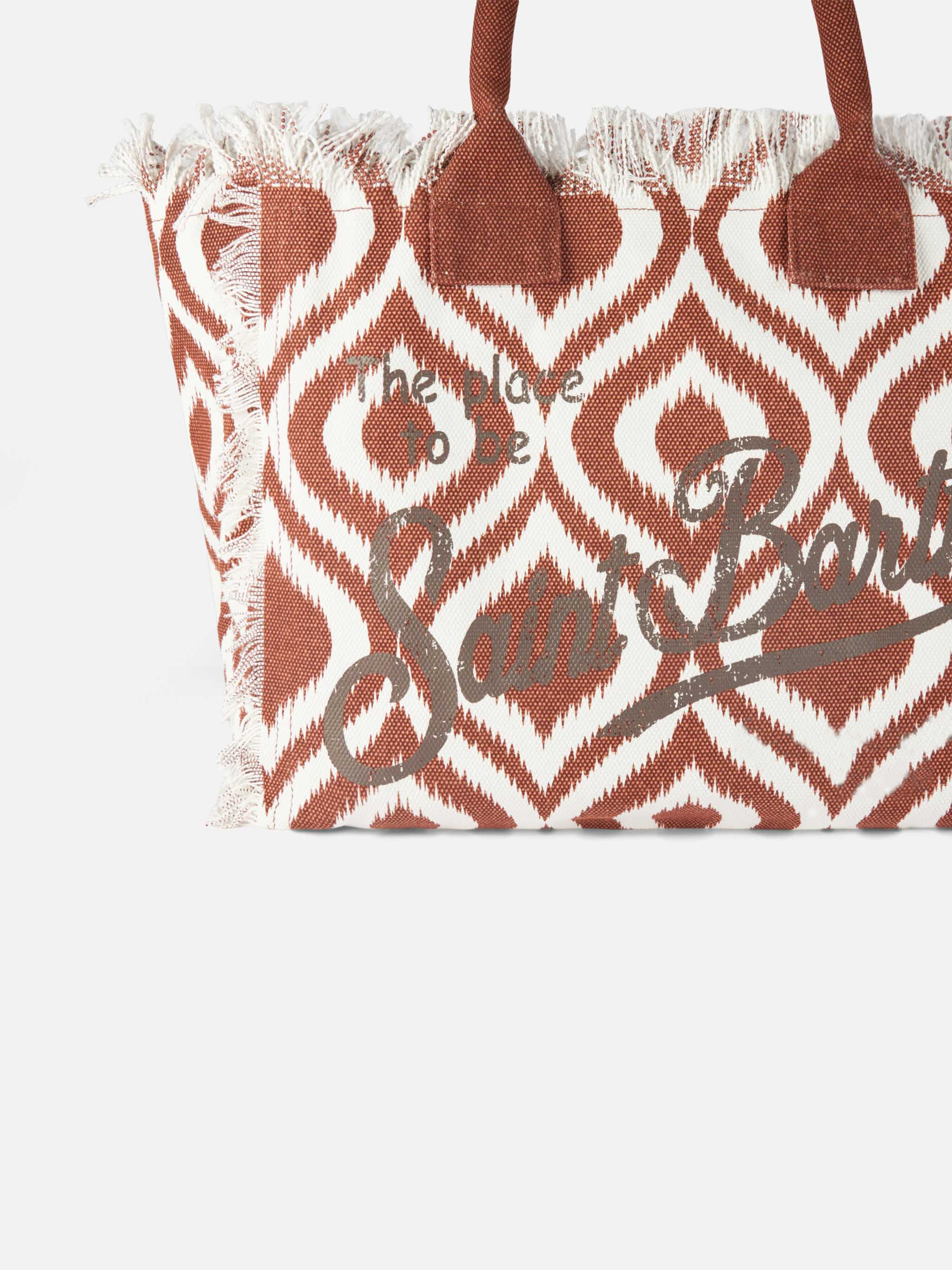 Vanity canvas shoulder bag with ikat print - Image 3